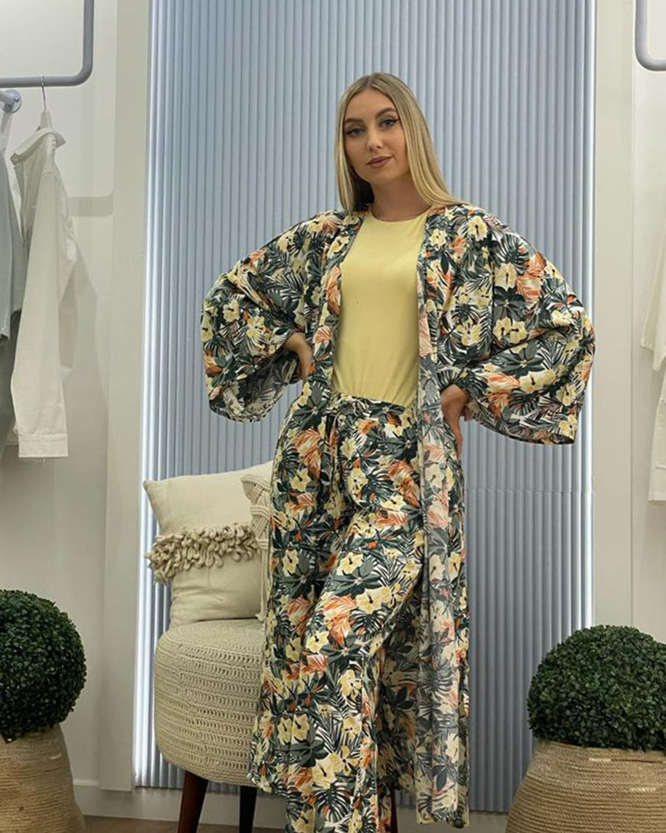 Printed  Kimono In Green