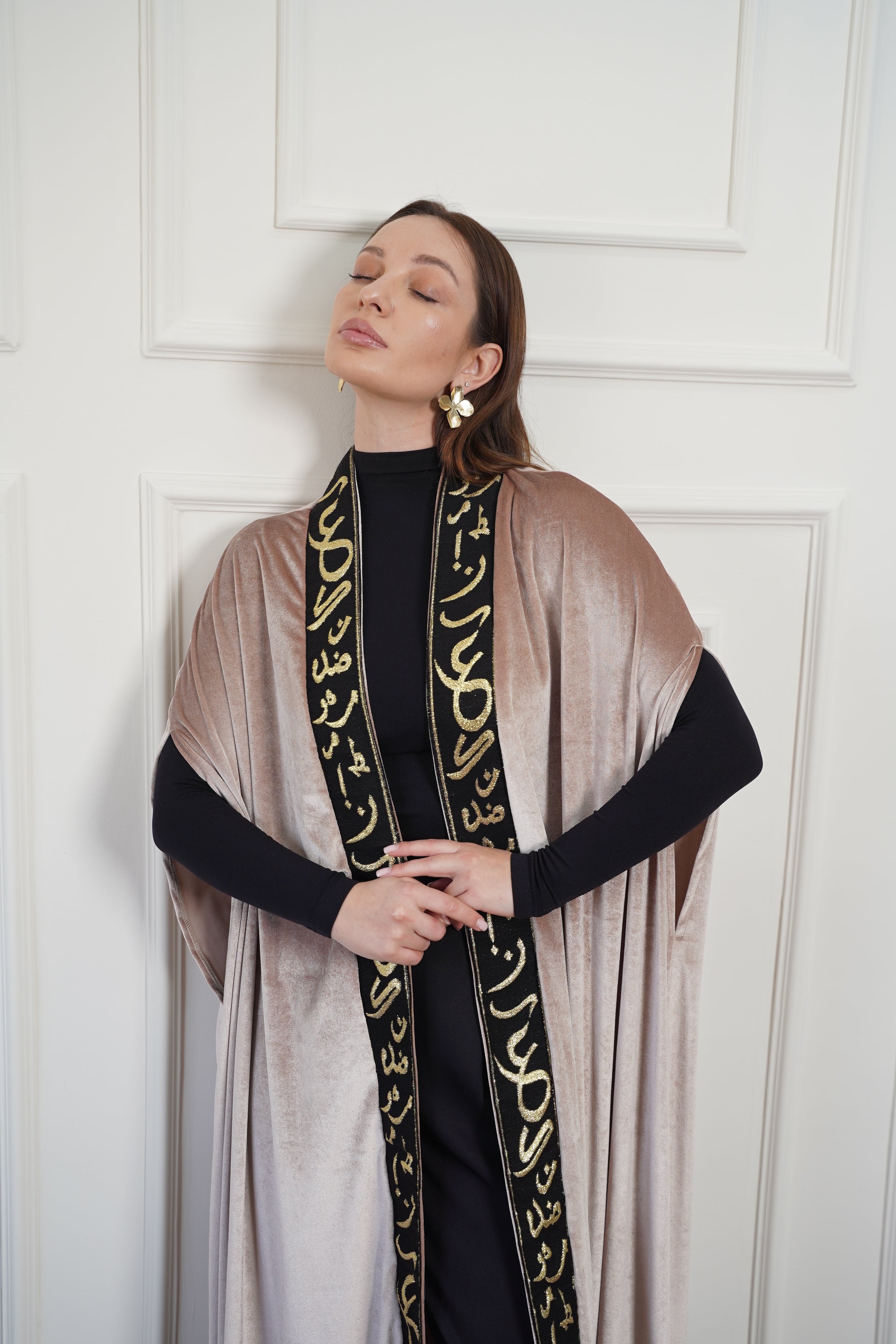 Arabic Calligraphy Velvet Abaya