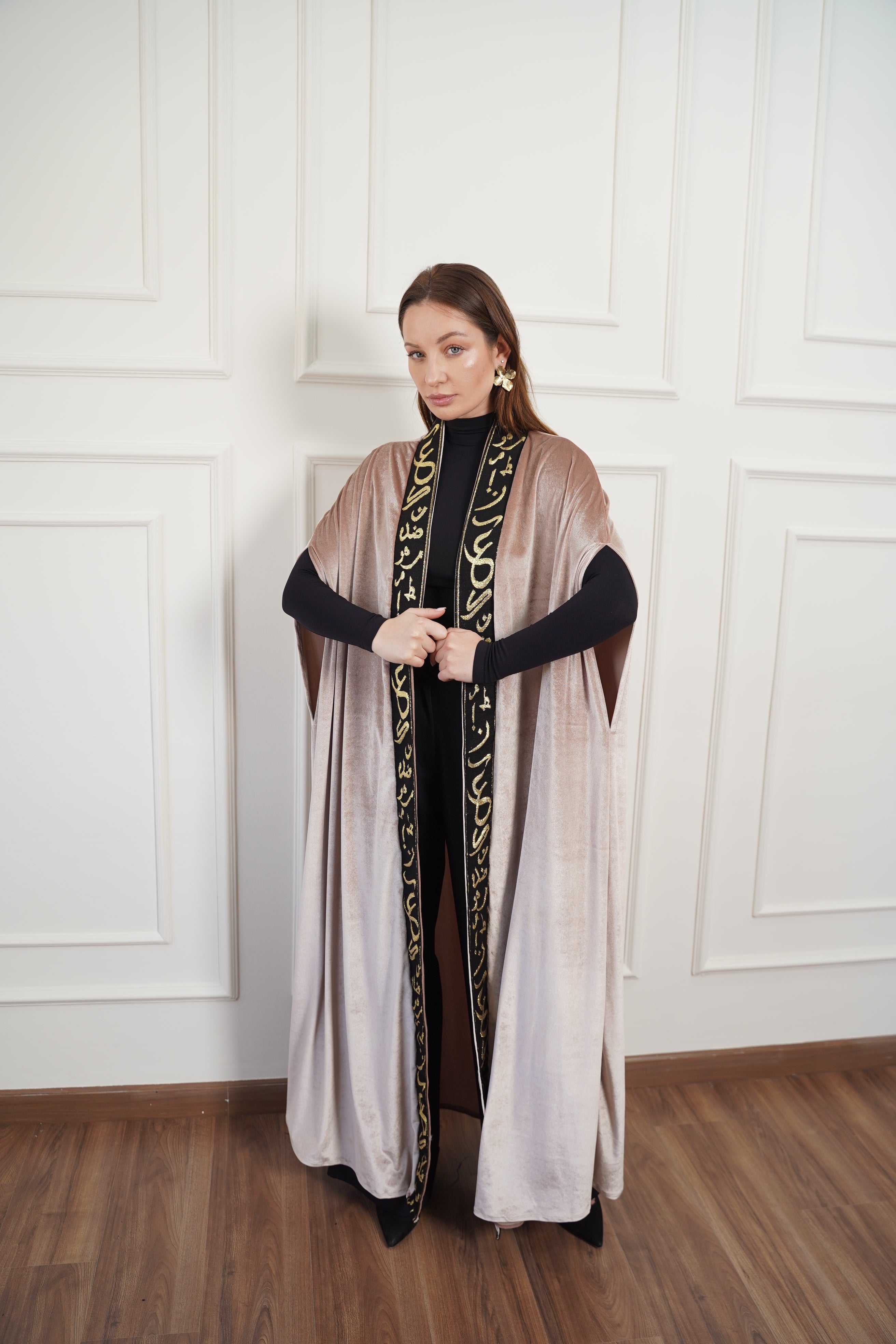 Arabic Calligraphy Velvet Abaya