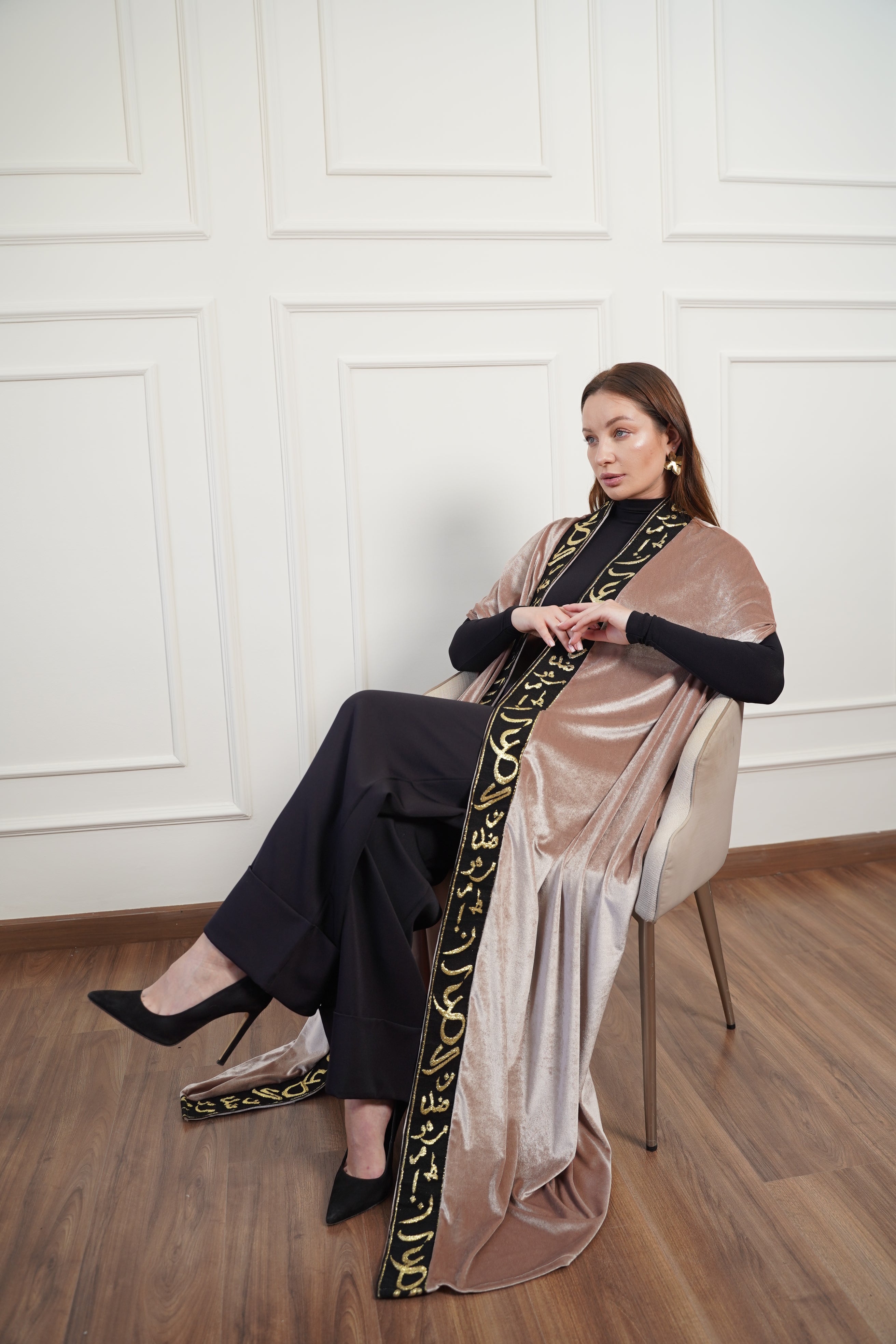 Arabic Calligraphy Velvet Abaya