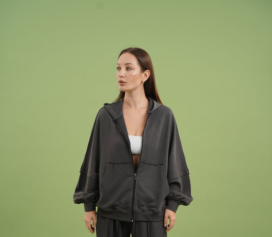 Raw Edge Jacket In Dark Gray
