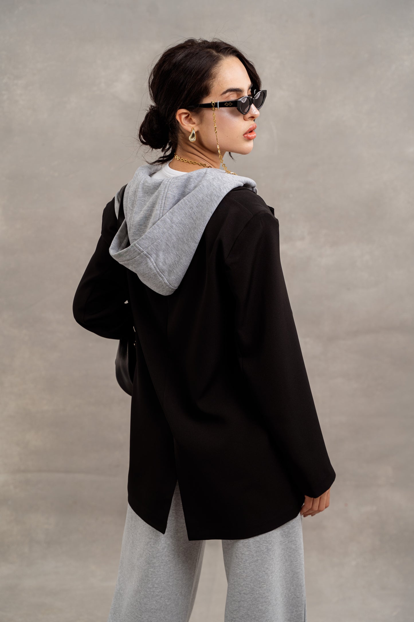 Blazer With Hood In Black