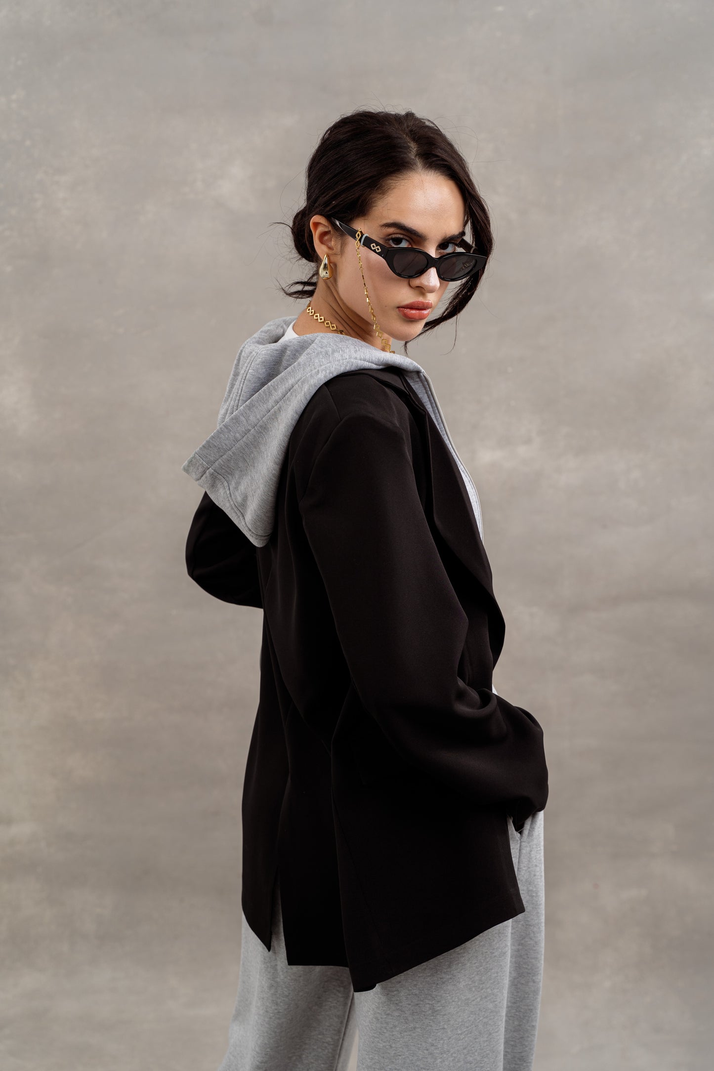 Blazer With Hood In Black