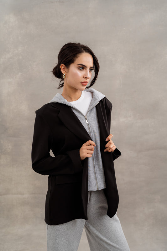 Blazer With Hood In Black