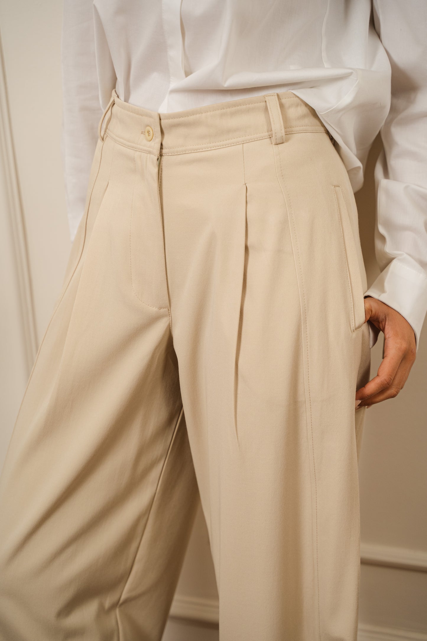 Carrot Cut Trousers In Beige