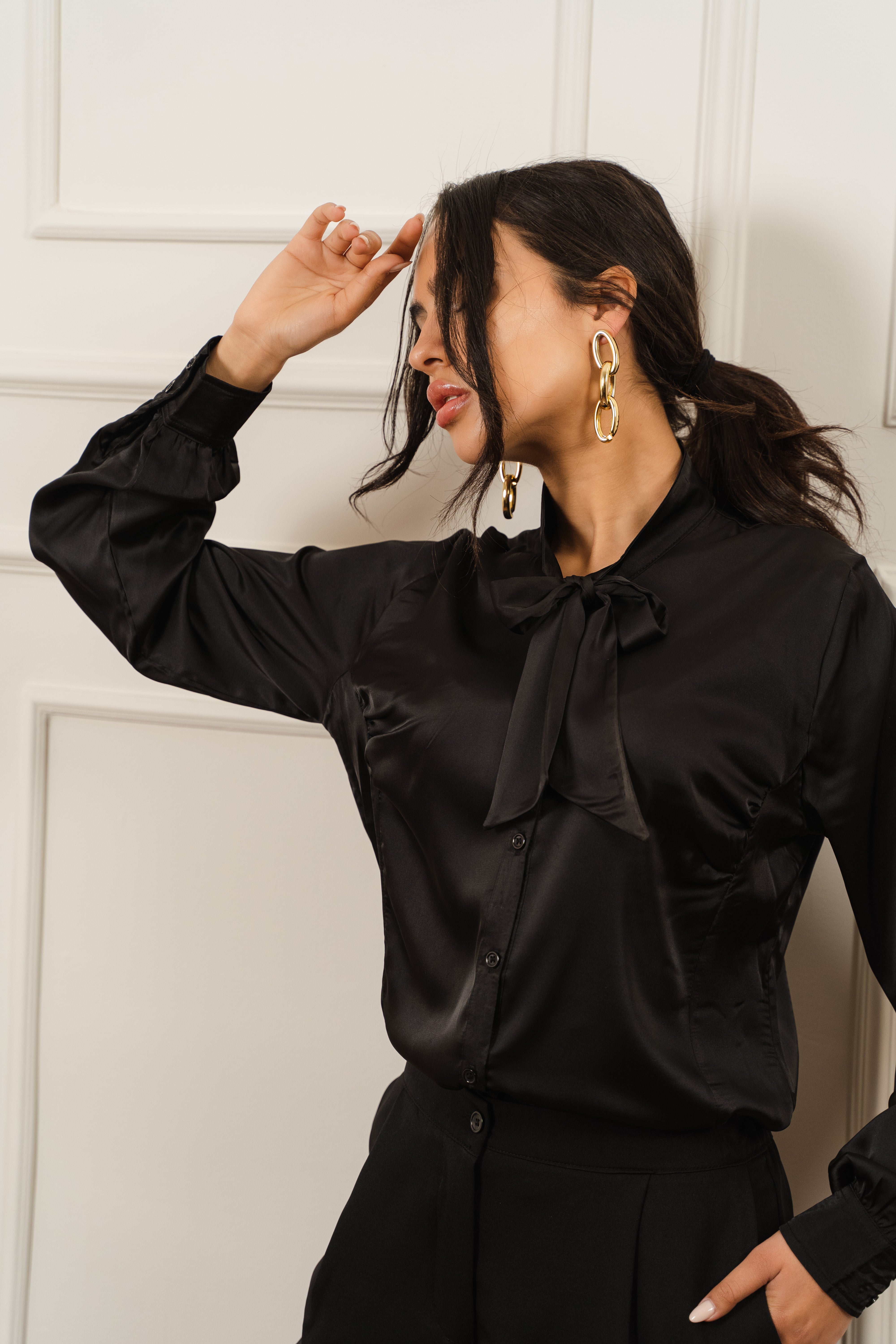 Tie Neck Satin Blouse