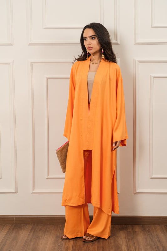 Long Cardigan Set In Orange