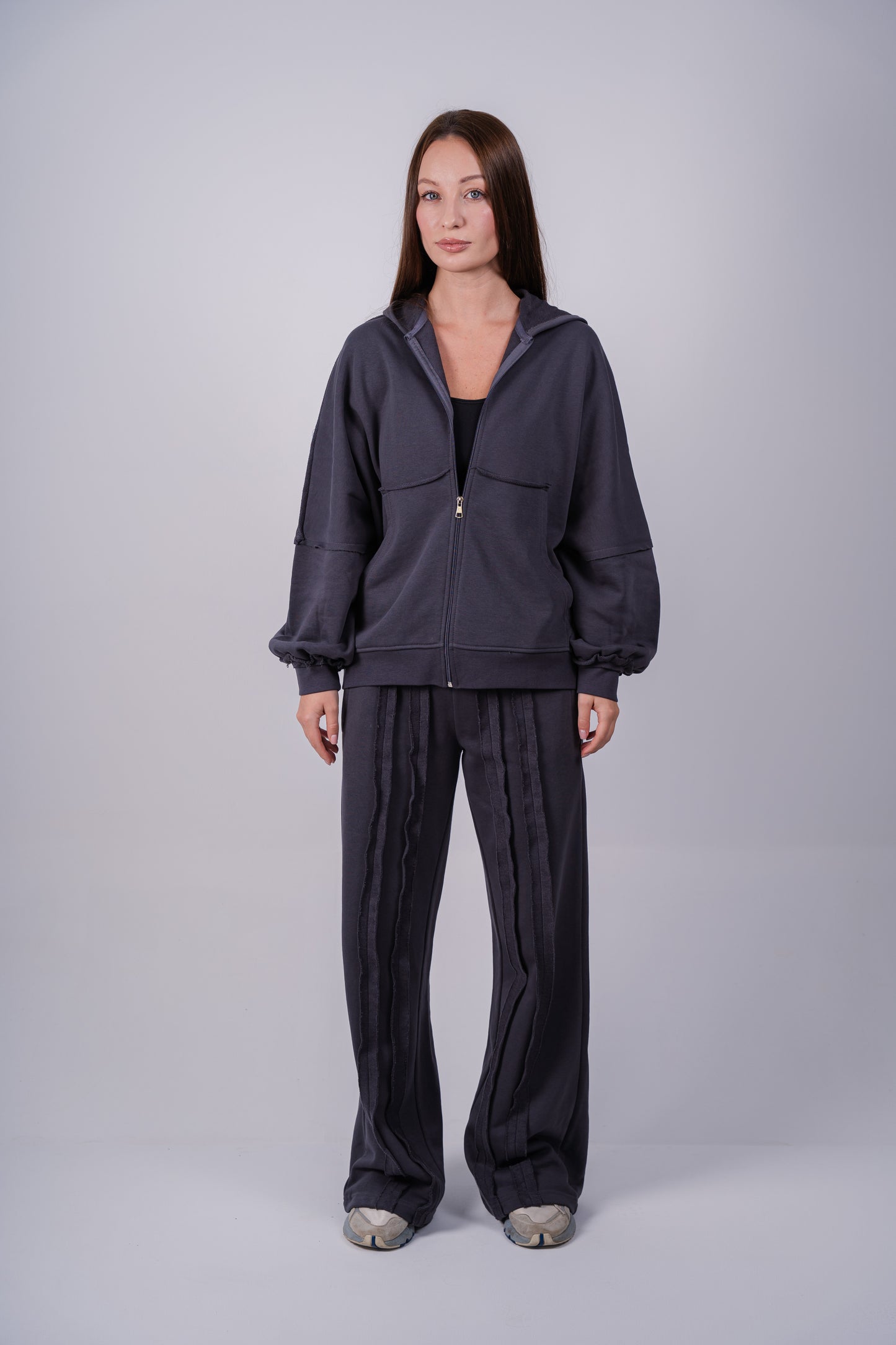 RAW edges jacket set |Grey