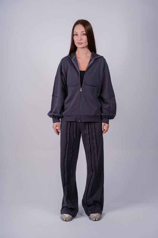 RAW edges jacket set |Grey