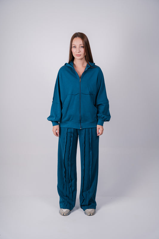 Raw Edge Set | Petrol-Blue