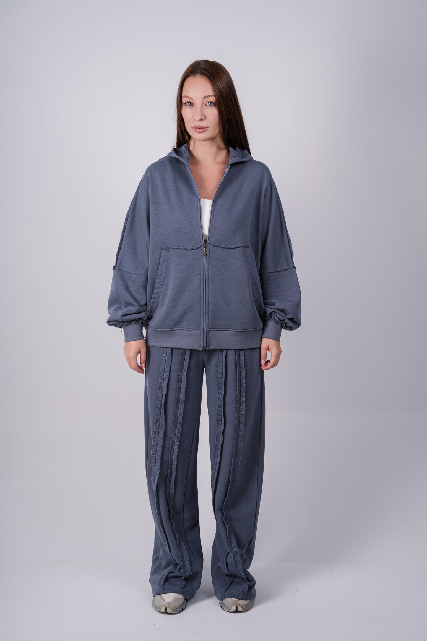 RAW edges jacket set |Ligh Grey