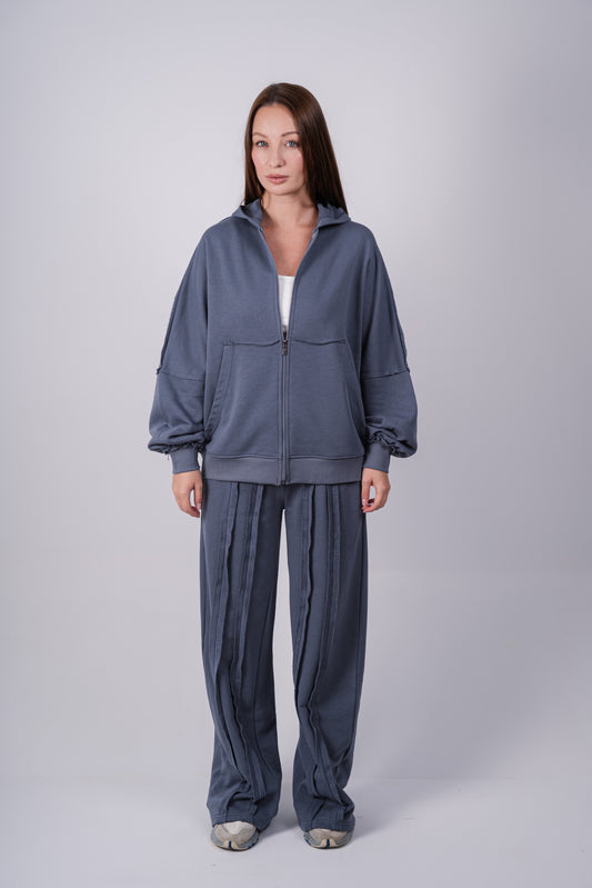 RAW edges jacket set |Ligh Grey