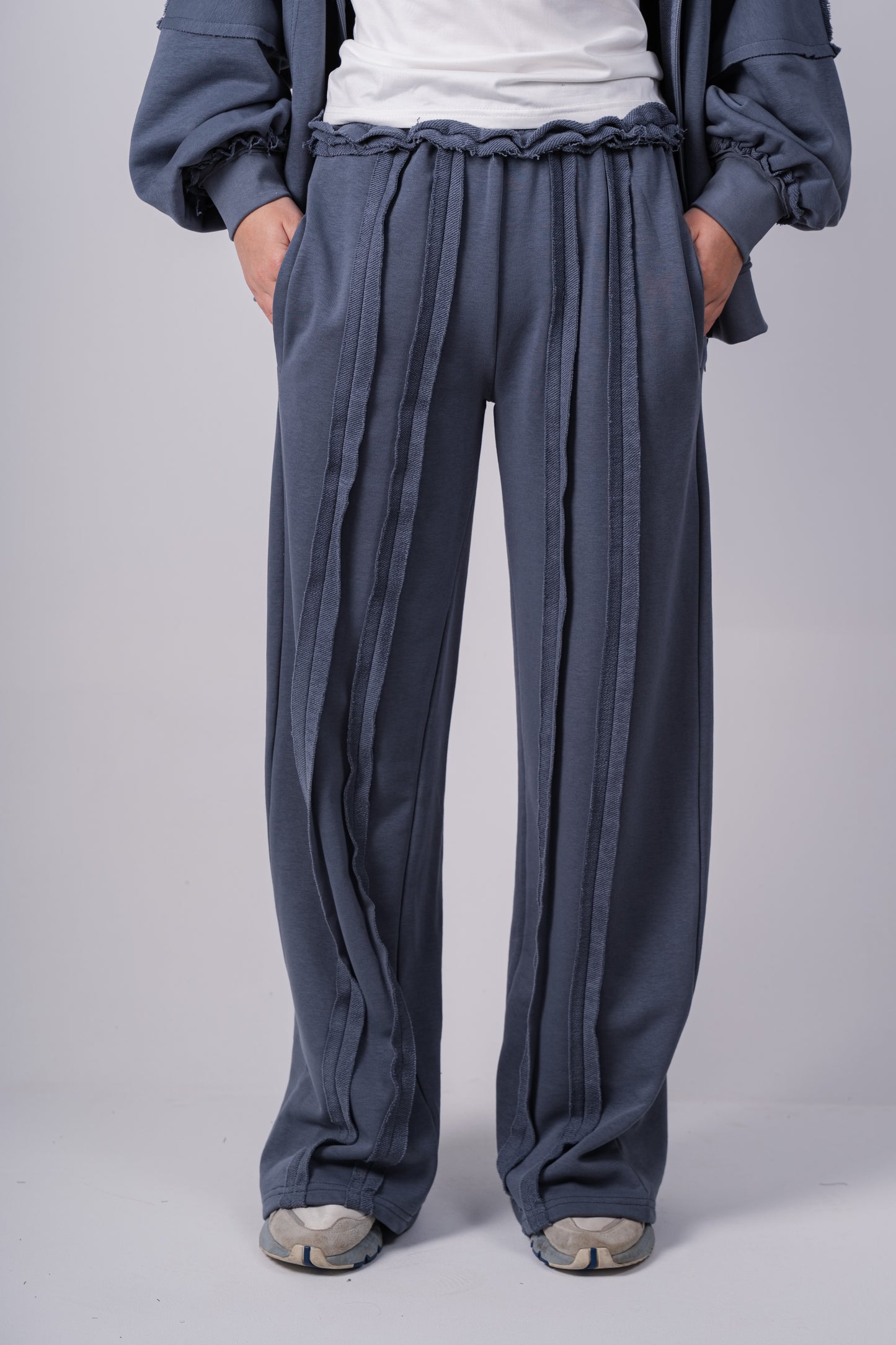 RAW edges jacket set |Ligh Grey