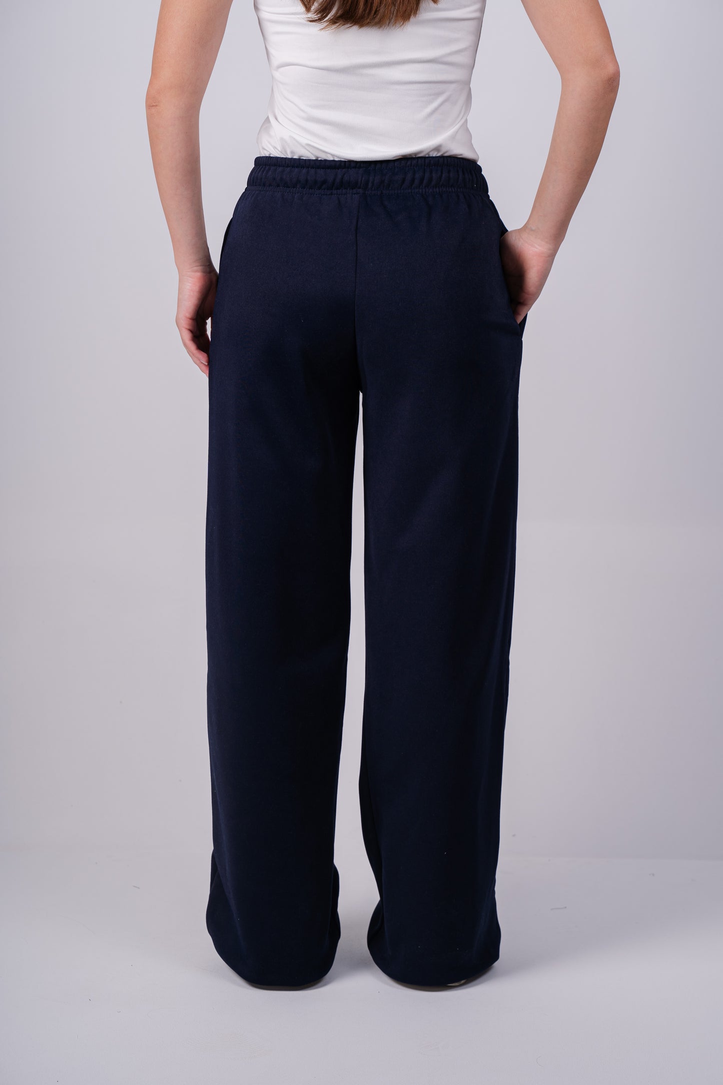 Fleece Wide-Leg Sweatpants| Navy