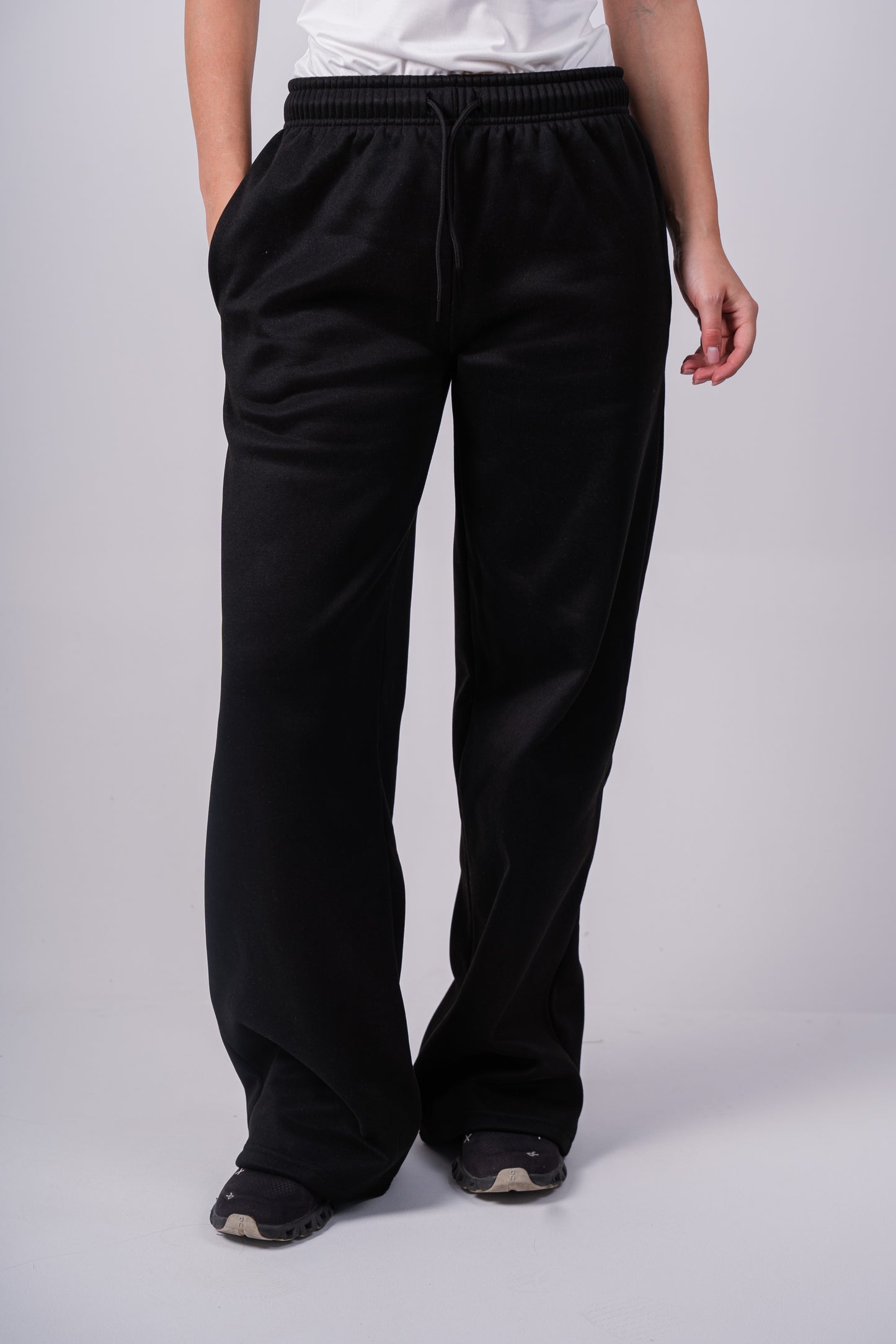 Fleece Wide-Leg Sweatpants | Black