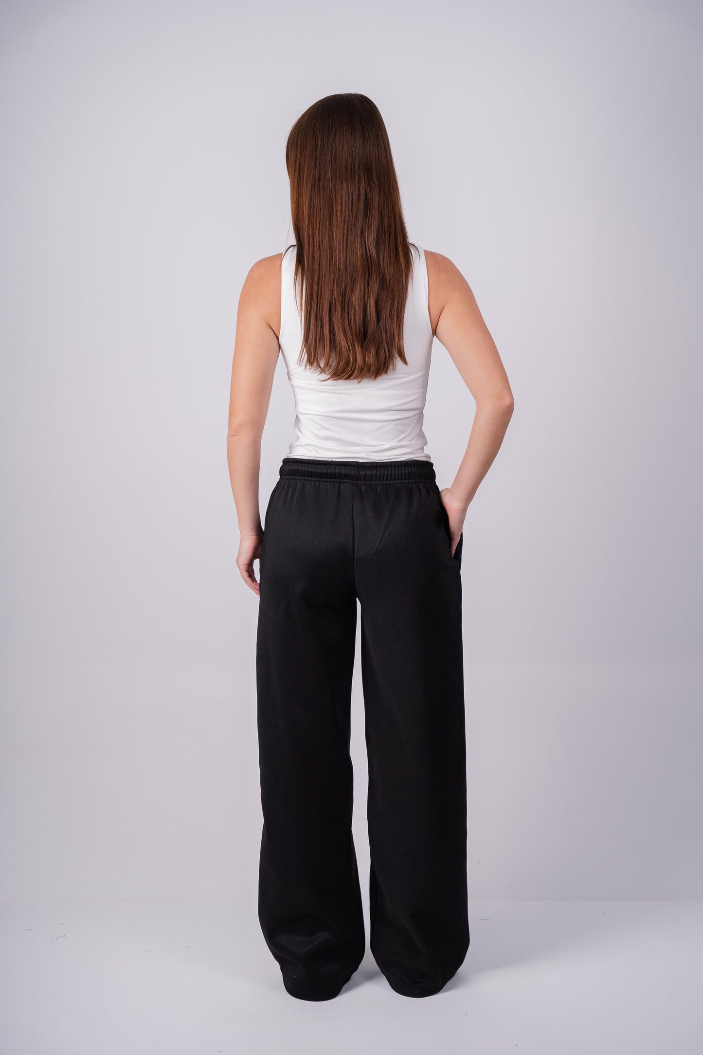Fleece Wide-Leg Sweatpants | Black