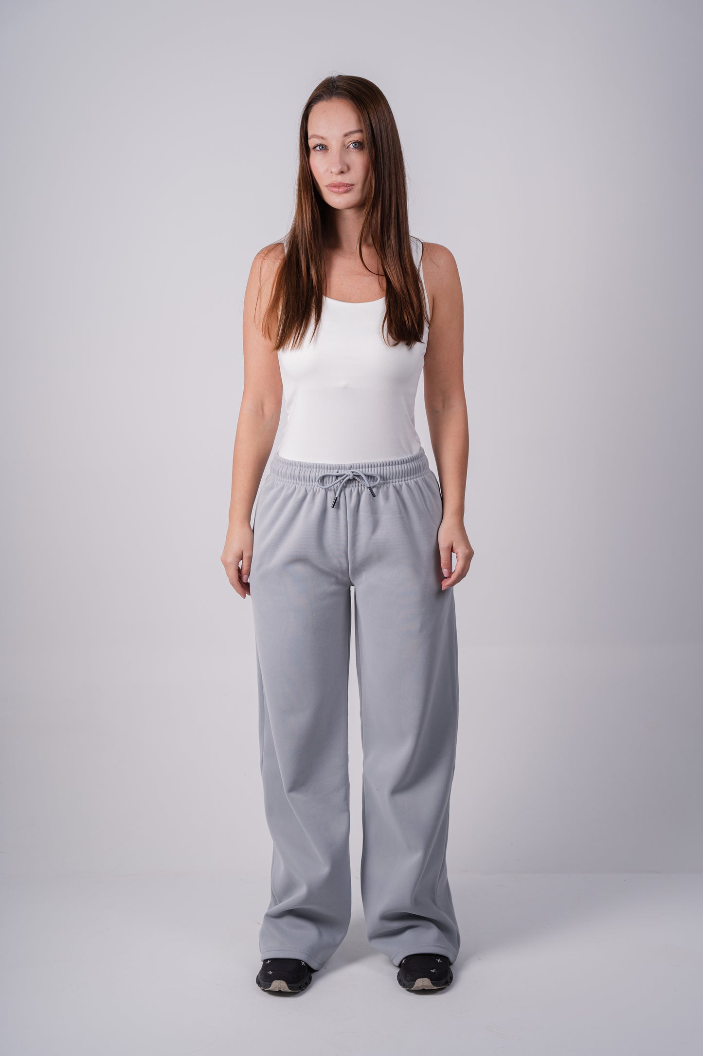 Fleece Wide-Leg Sweatpants | Grey
