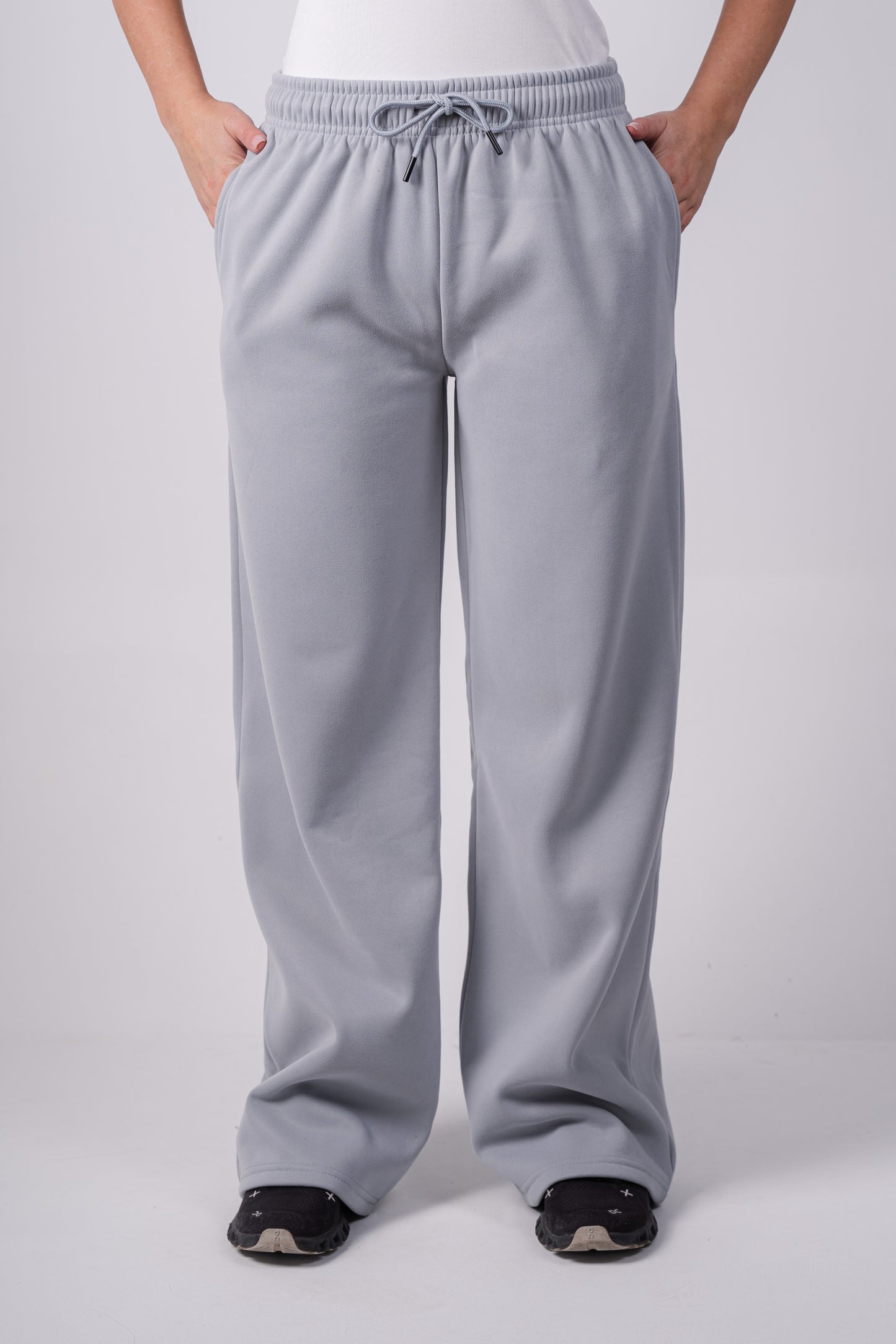 Fleece Wide-Leg Sweatpants | Grey
