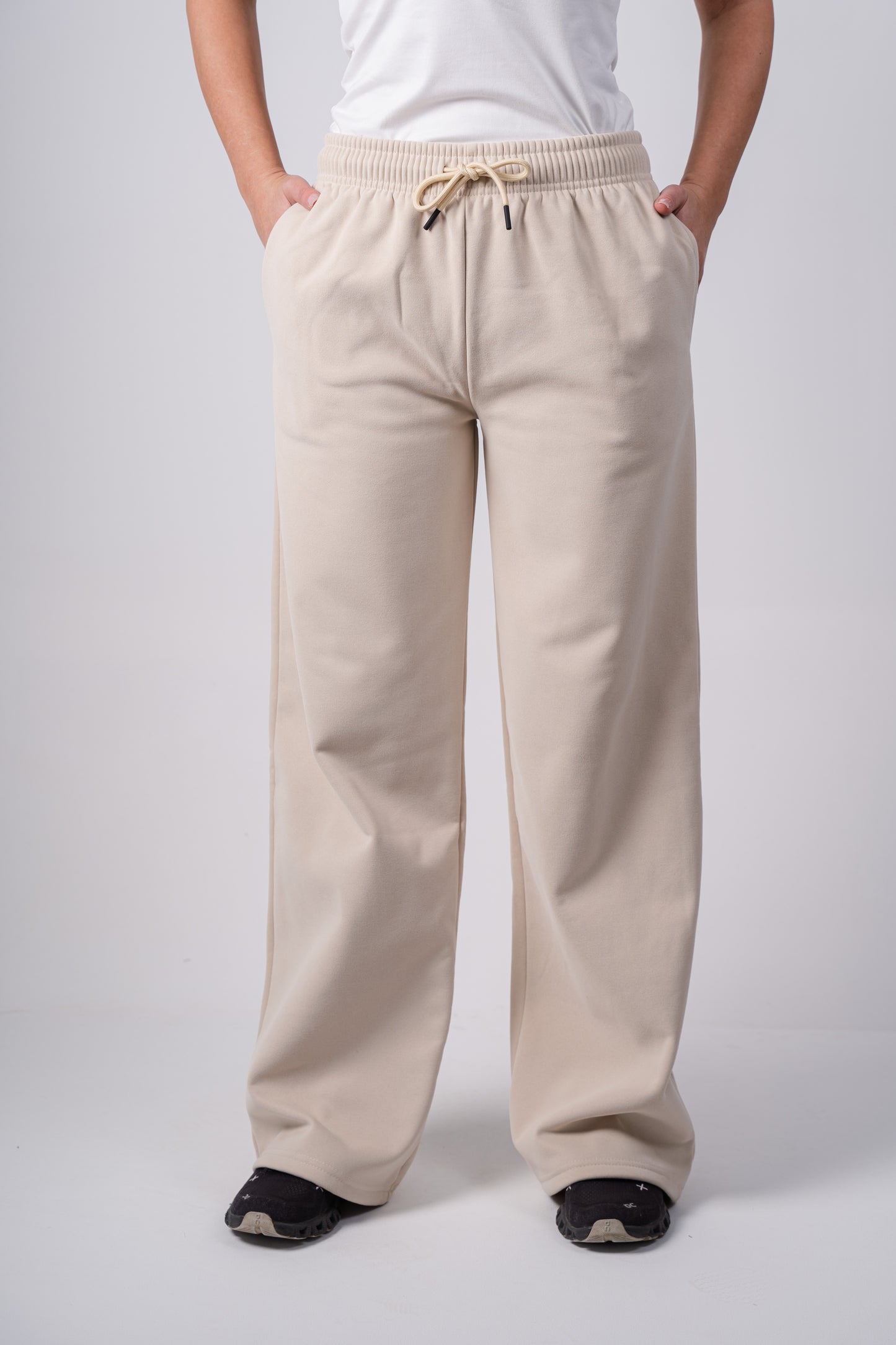 Fleece  Wide-Leg Sweatpants | Beige