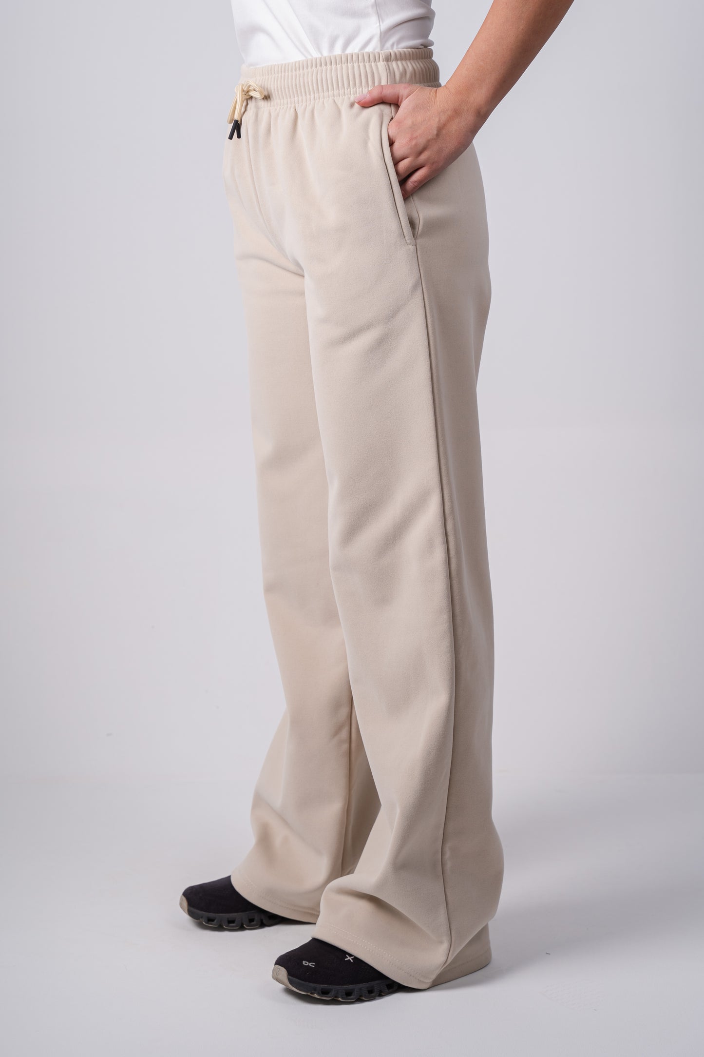 Fleece  Wide-Leg Sweatpants | Beige
