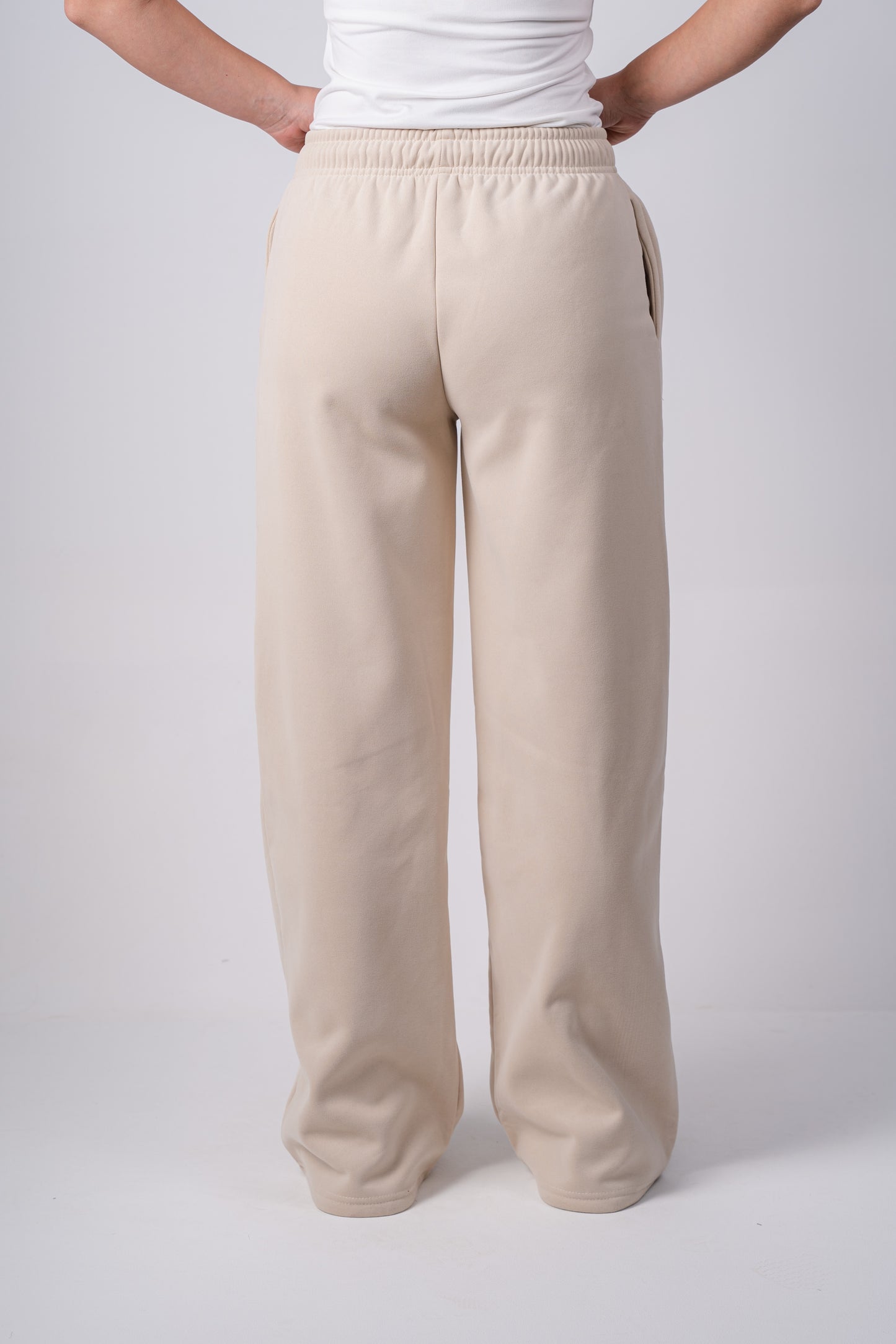 Fleece  Wide-Leg Sweatpants | Beige