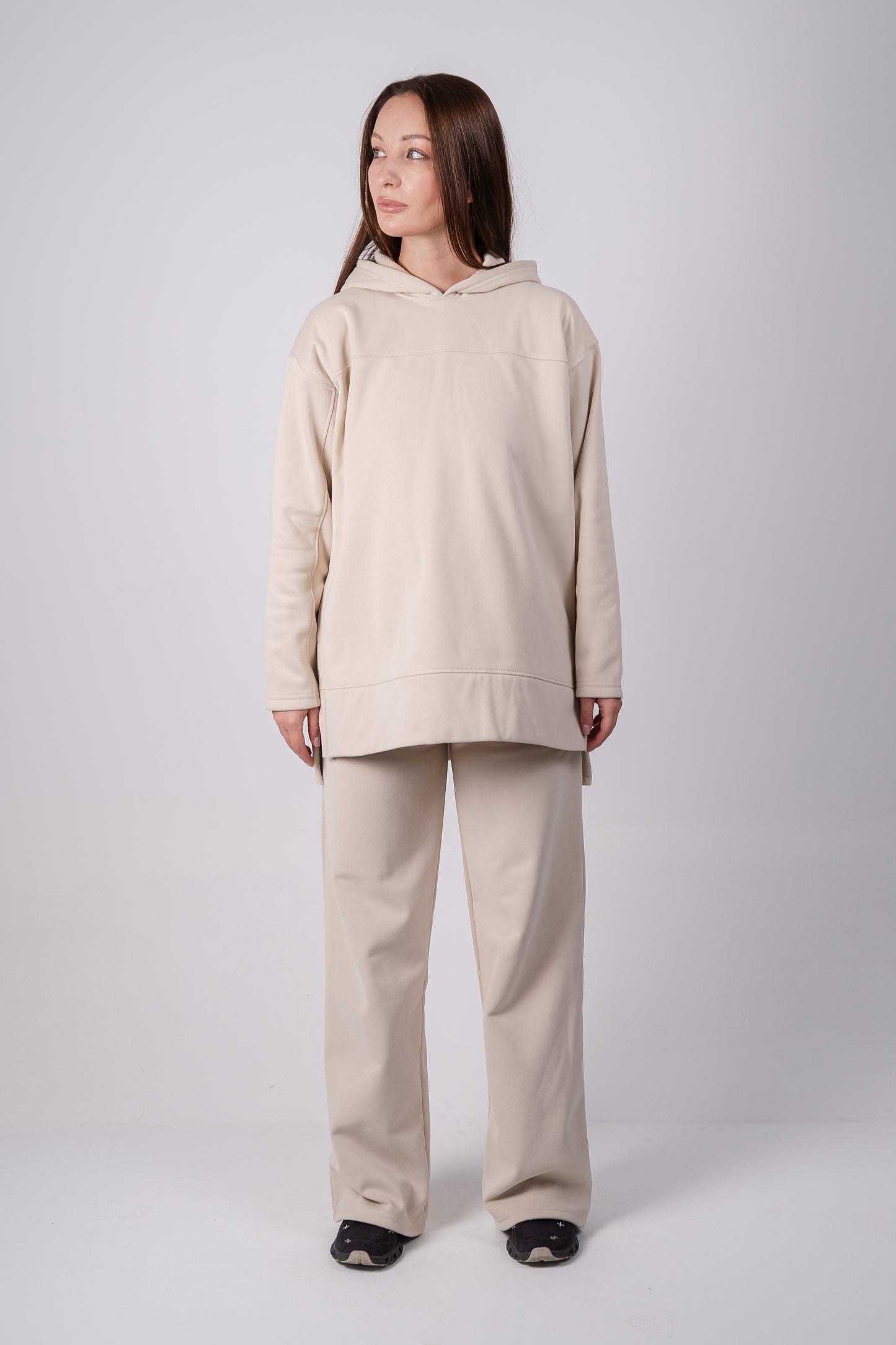 Fleece Basic HP Hoodie In Beige