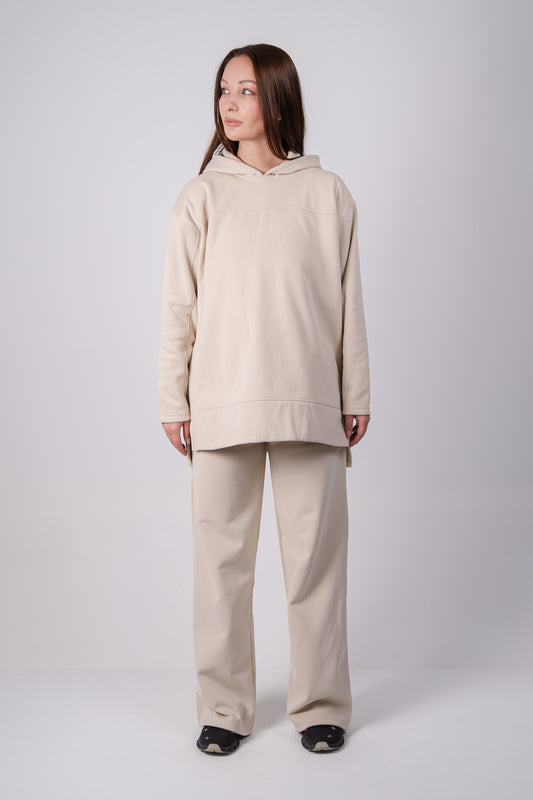 Fleece Basic HP Hoodie In Beige