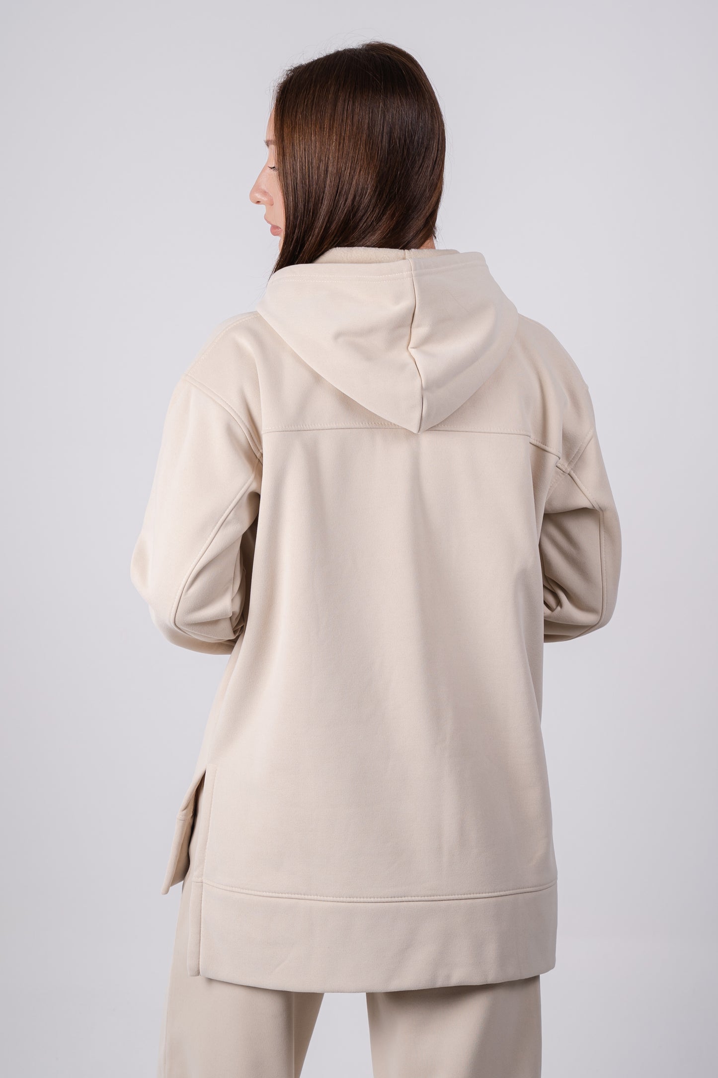 Fleece Basic HP Hoodie In Beige
