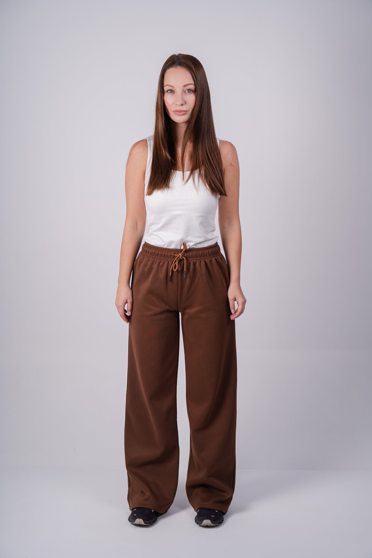 Fleece Wide-Leg Sweatpants | Brown