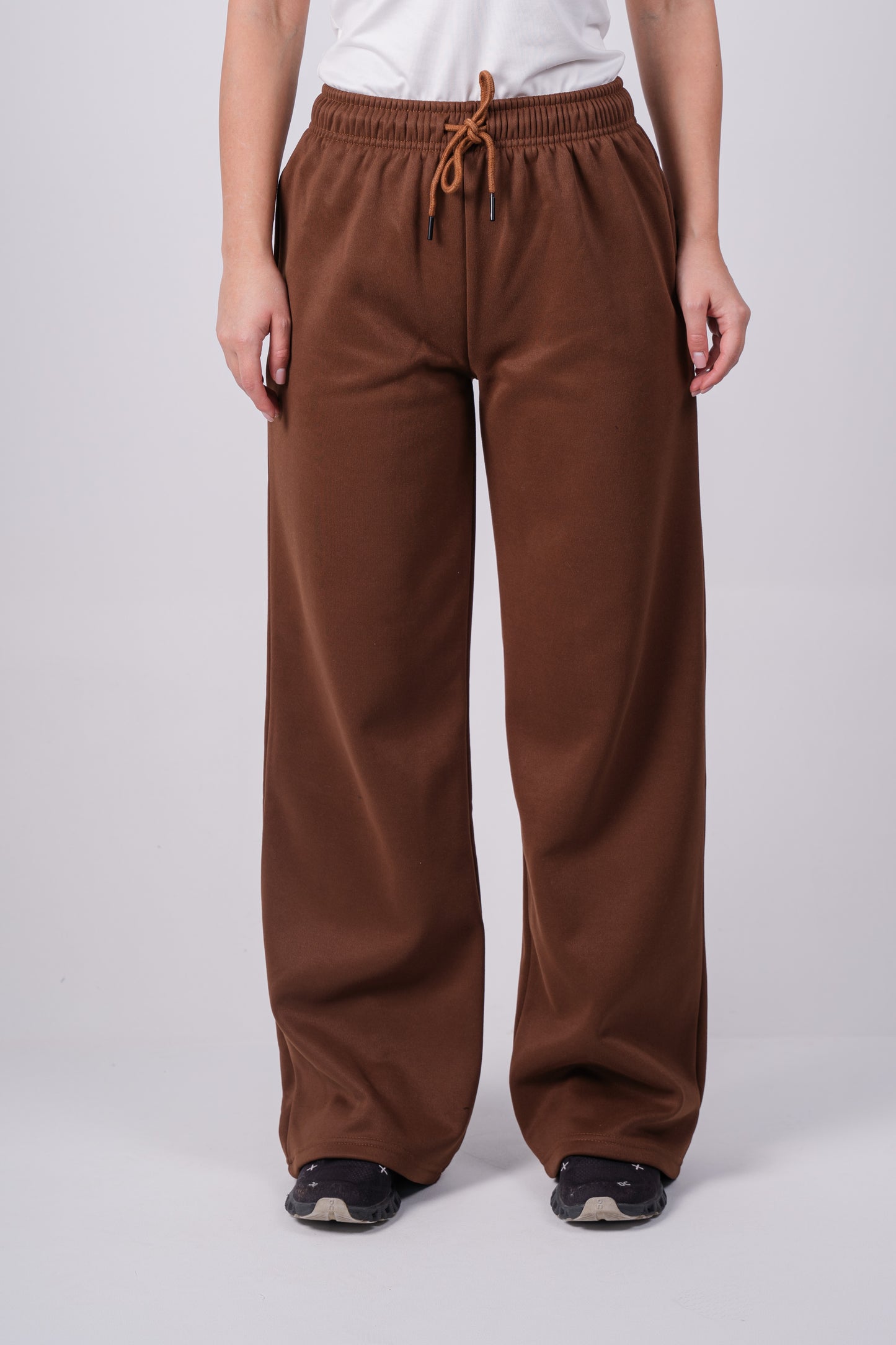 Fleece Wide-Leg Sweatpants | Brown