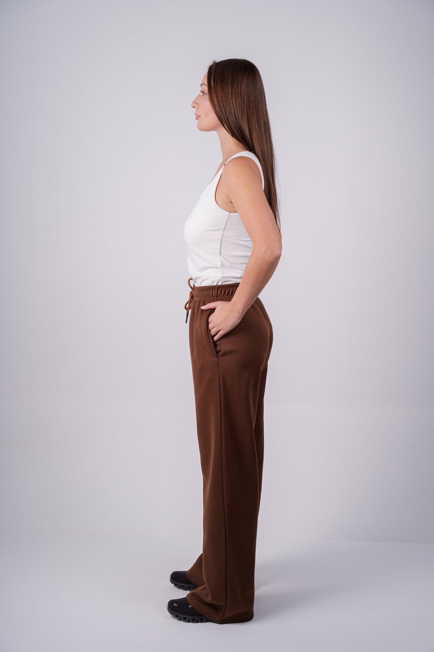 Fleece Wide-Leg Sweatpants | Brown