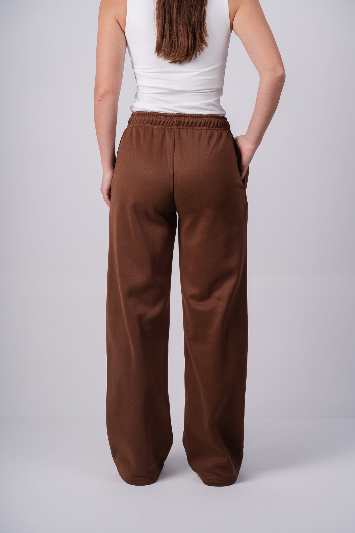 Fleece Wide-Leg Sweatpants | Brown