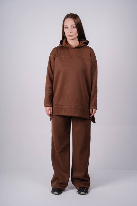 Long Hoodie Set | Brown