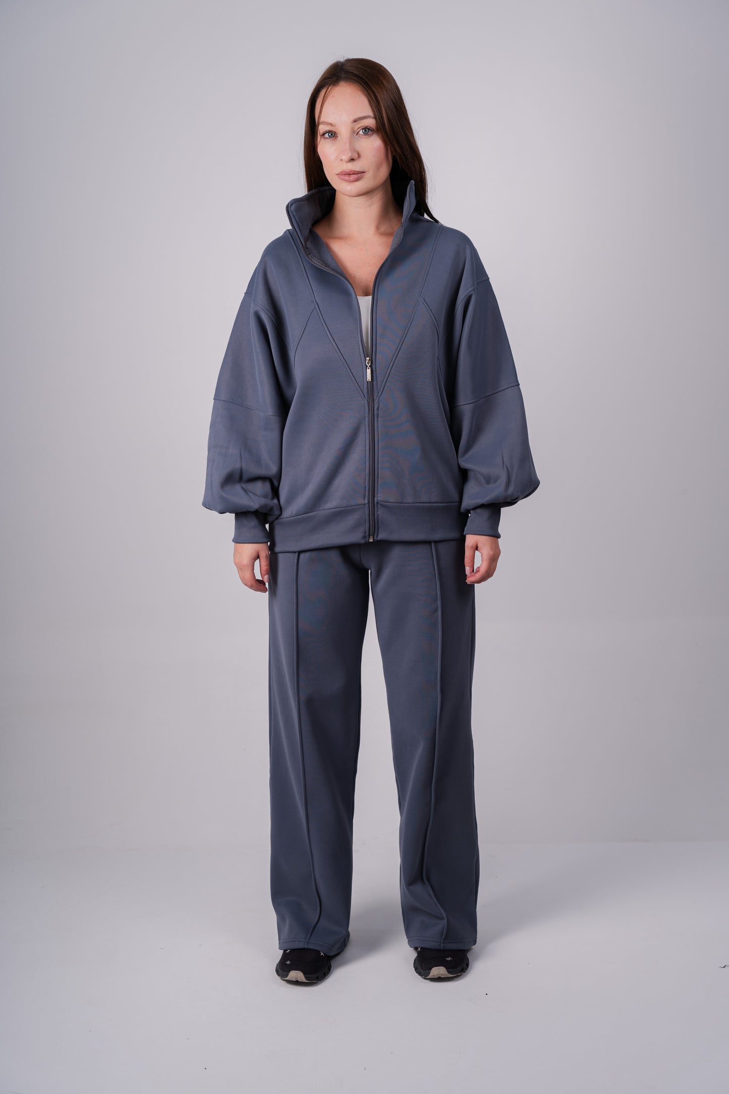 Soft Bomber Jacket Set In Charcoal