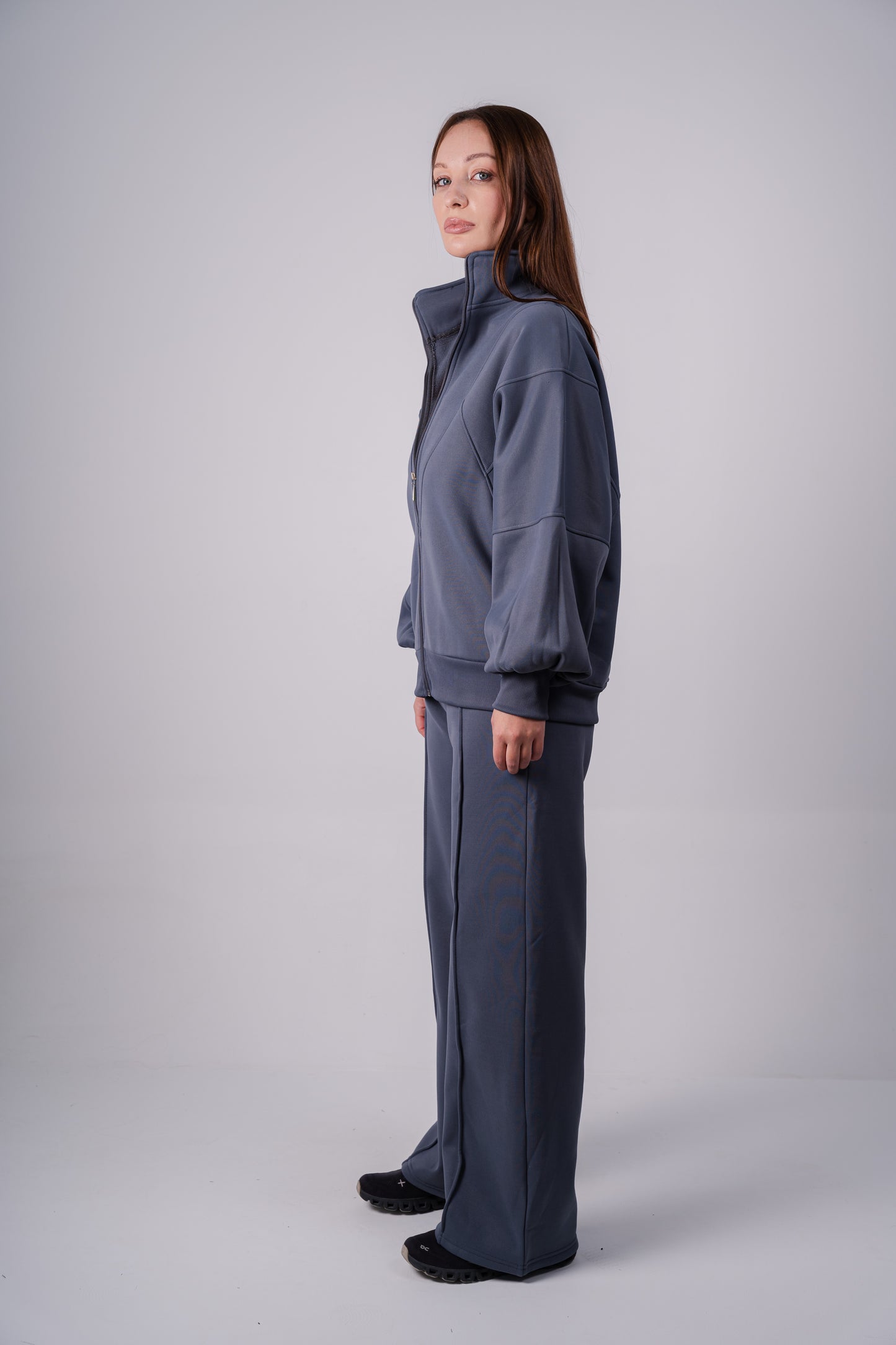 Soft Bomber Jacket Set In Charcoal