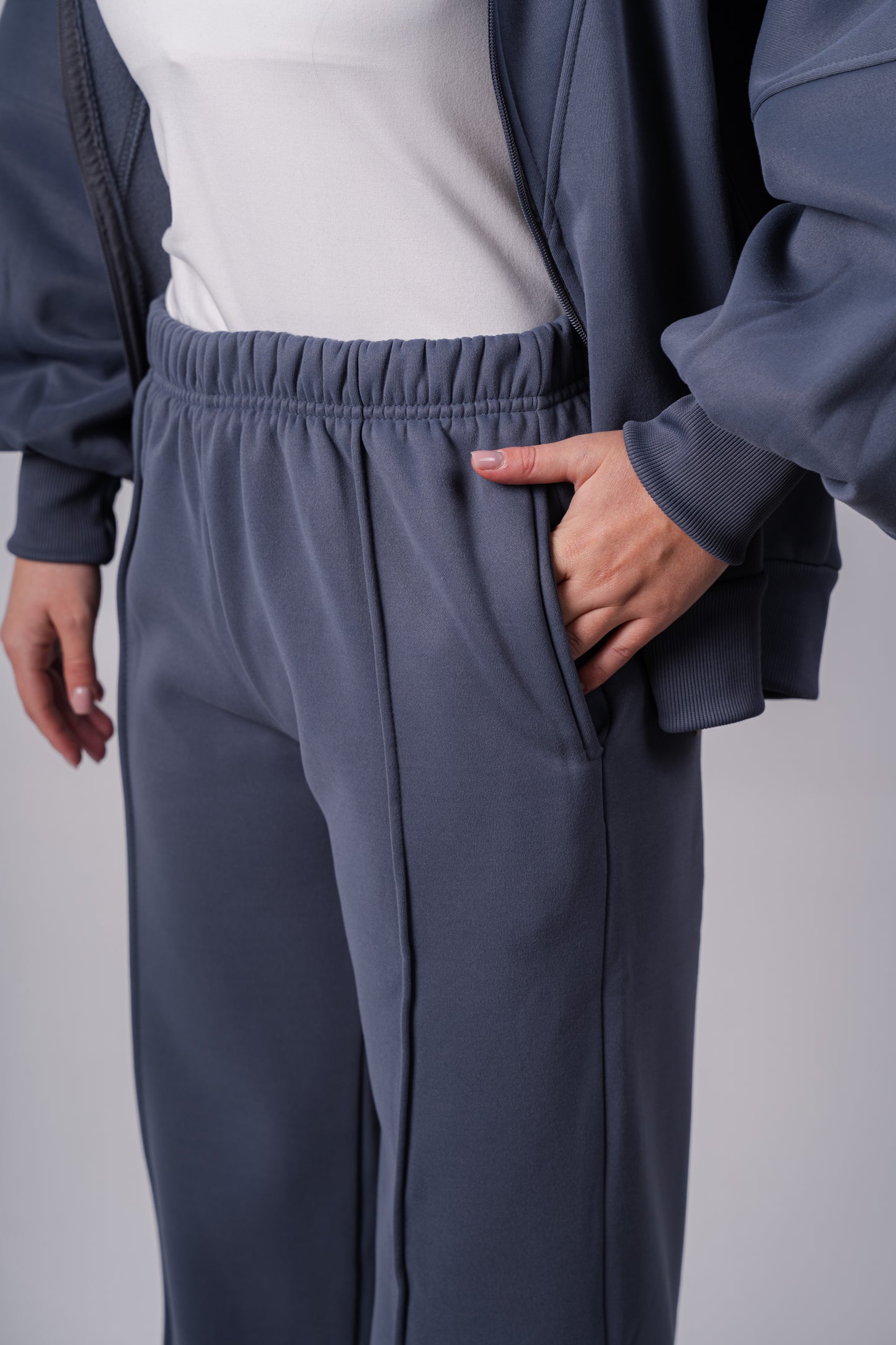 Soft Bomber Jacket Set In Charcoal