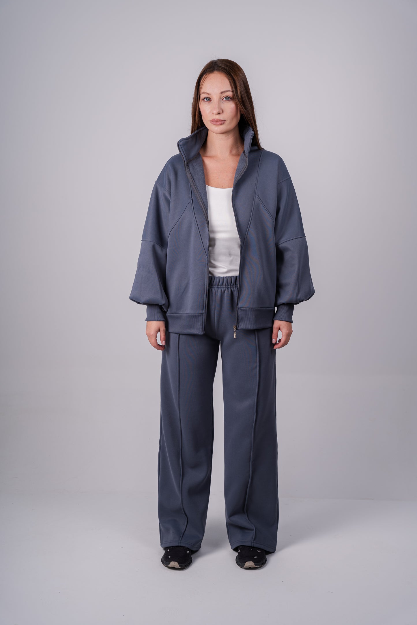 Soft Bomber Jacket Set In Charcoal