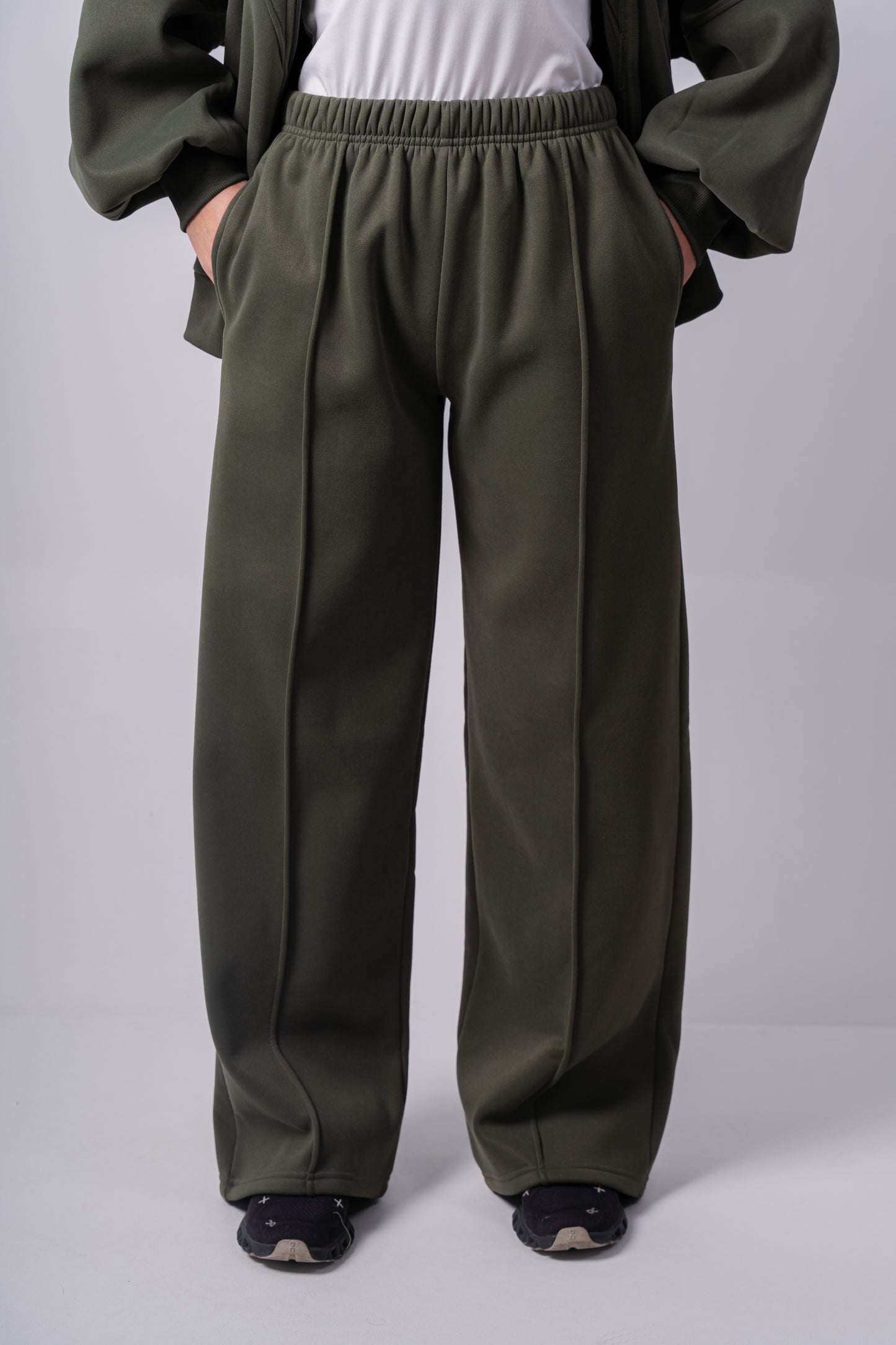 Soft Bomber Jacket Set In Olive