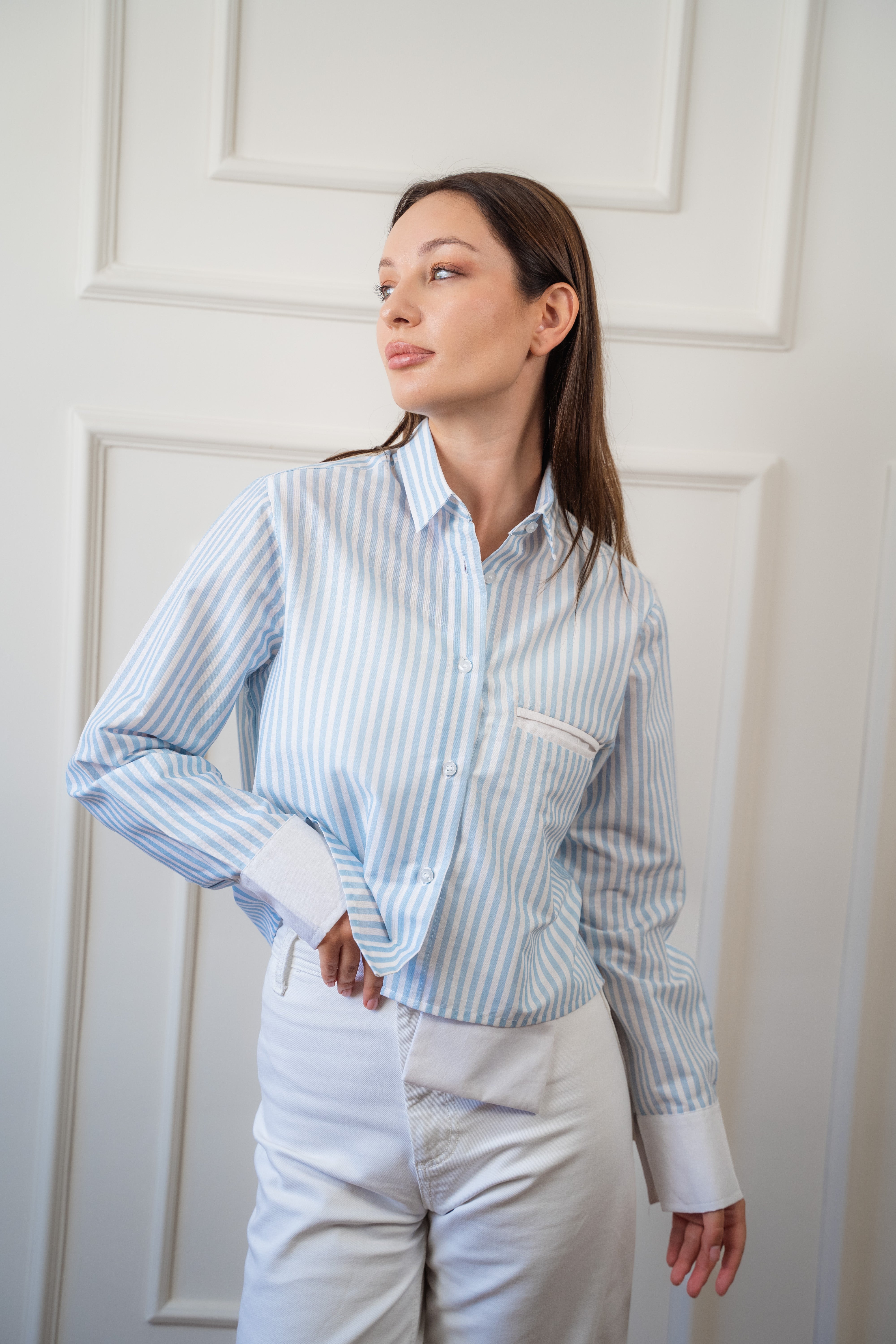 Striped Cropped Shirt