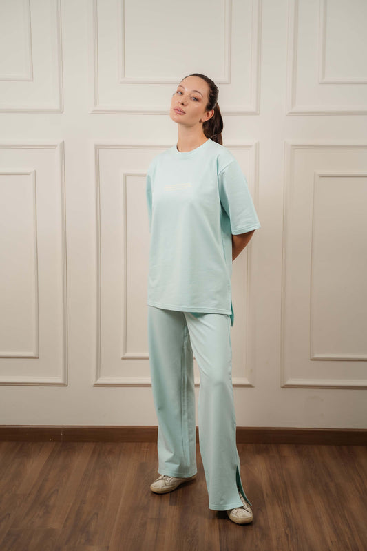 Cotton Everyday Tracksuit In Baby-Blue