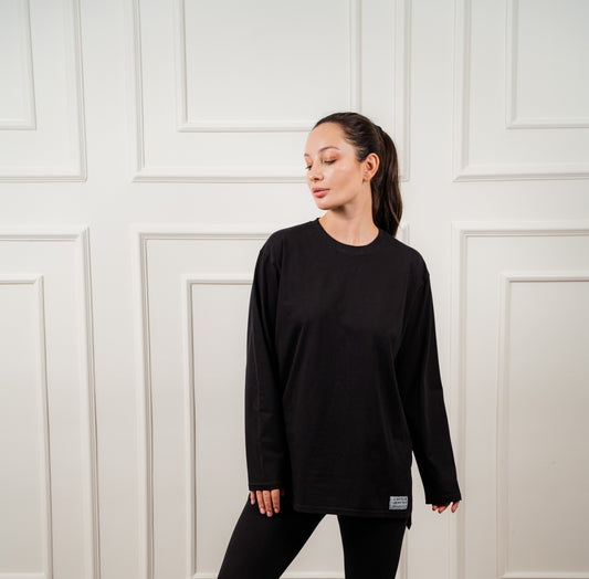 Long Sleeves Cotton Cotton| Black