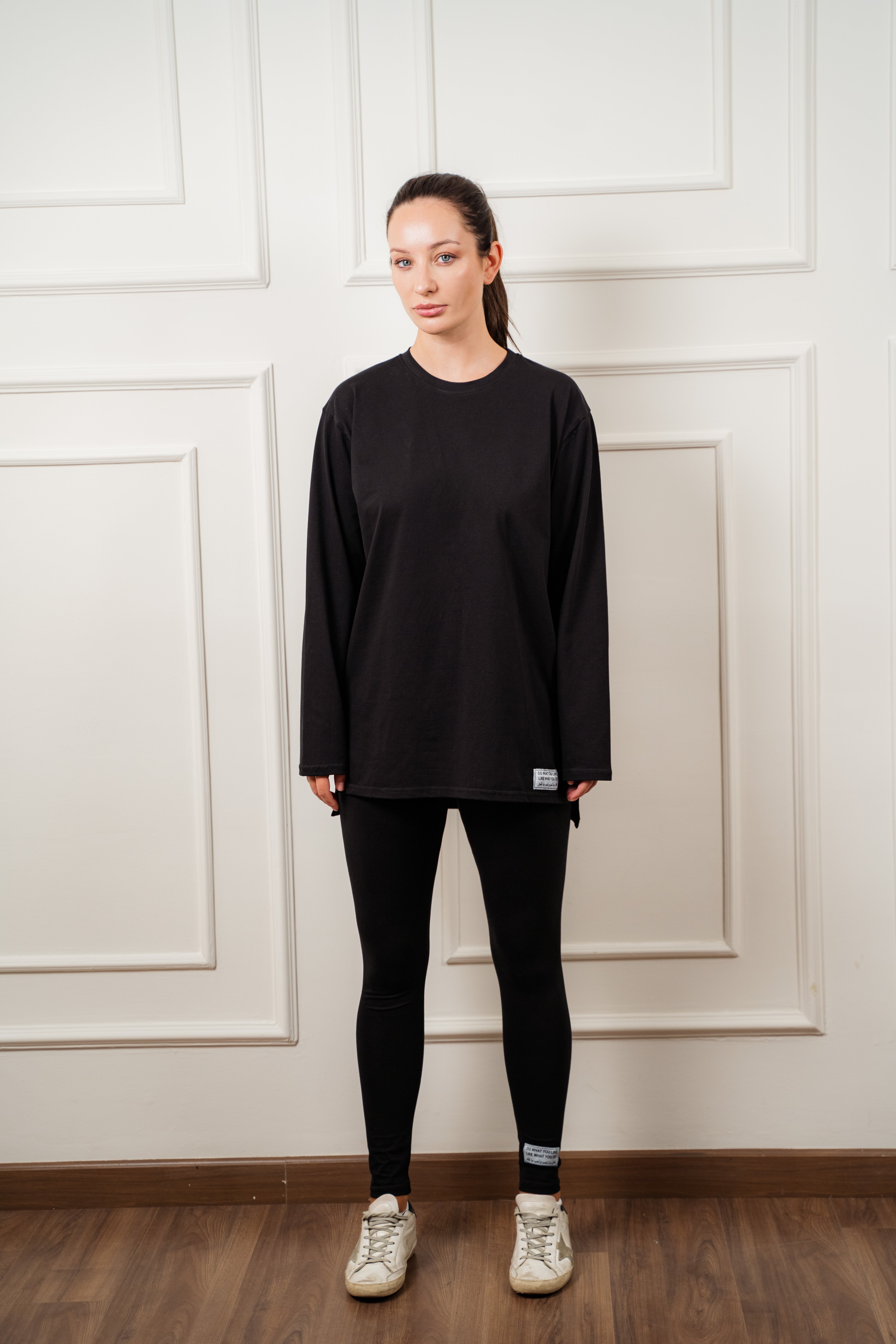 Leggings set with side slit long sleeve top