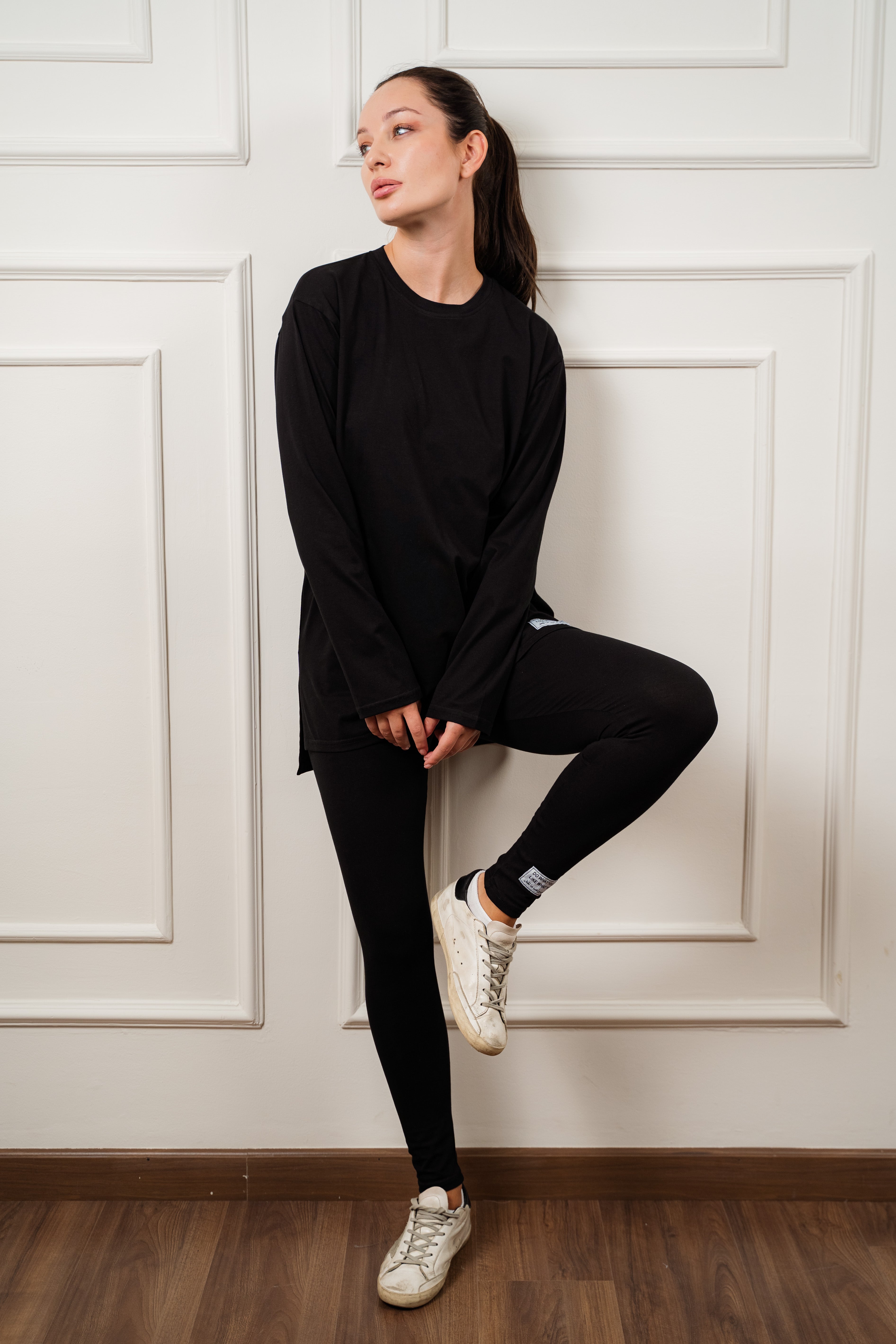 Leggings set with side slit long sleeve top