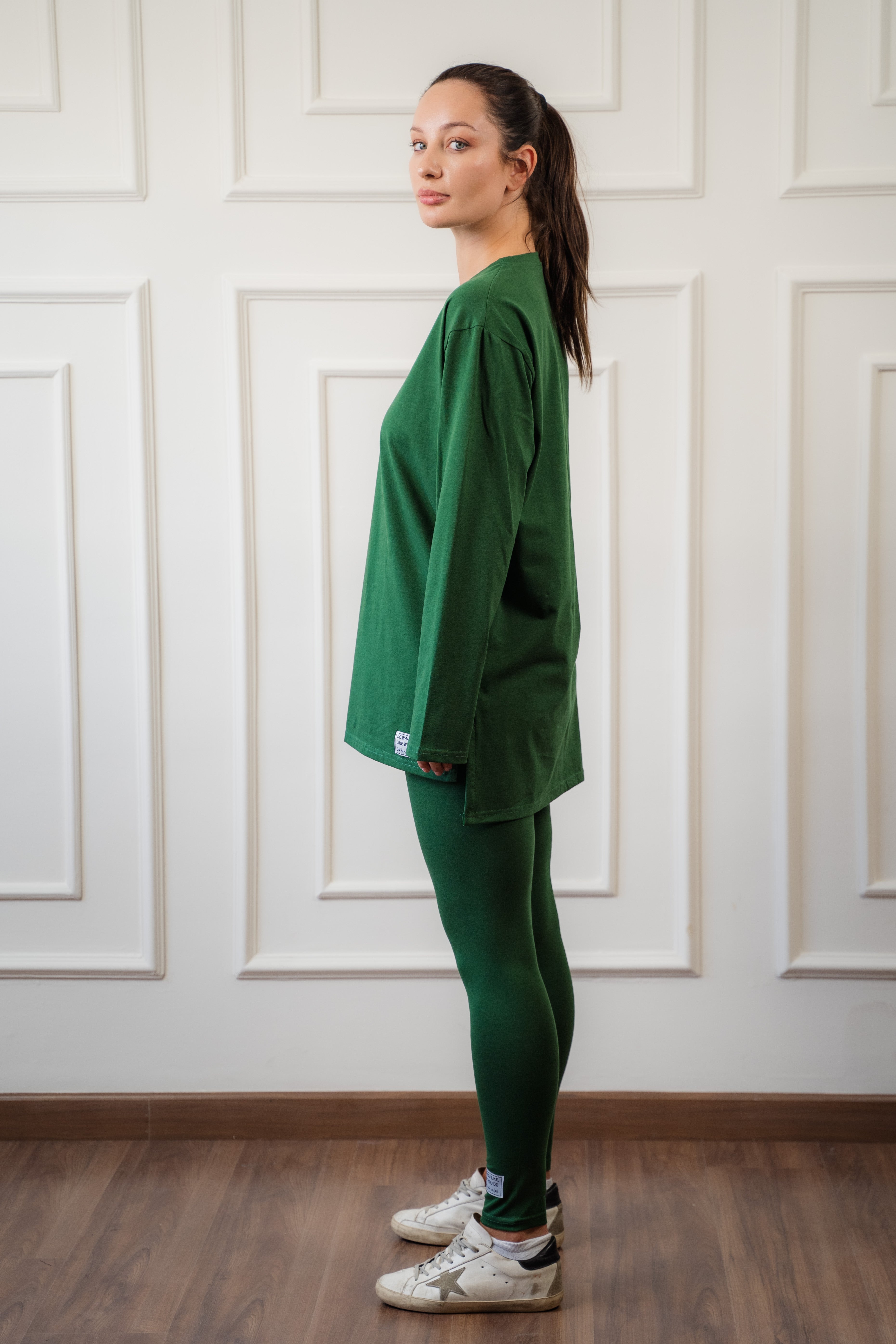 Leggings set with side slit long sleeve top