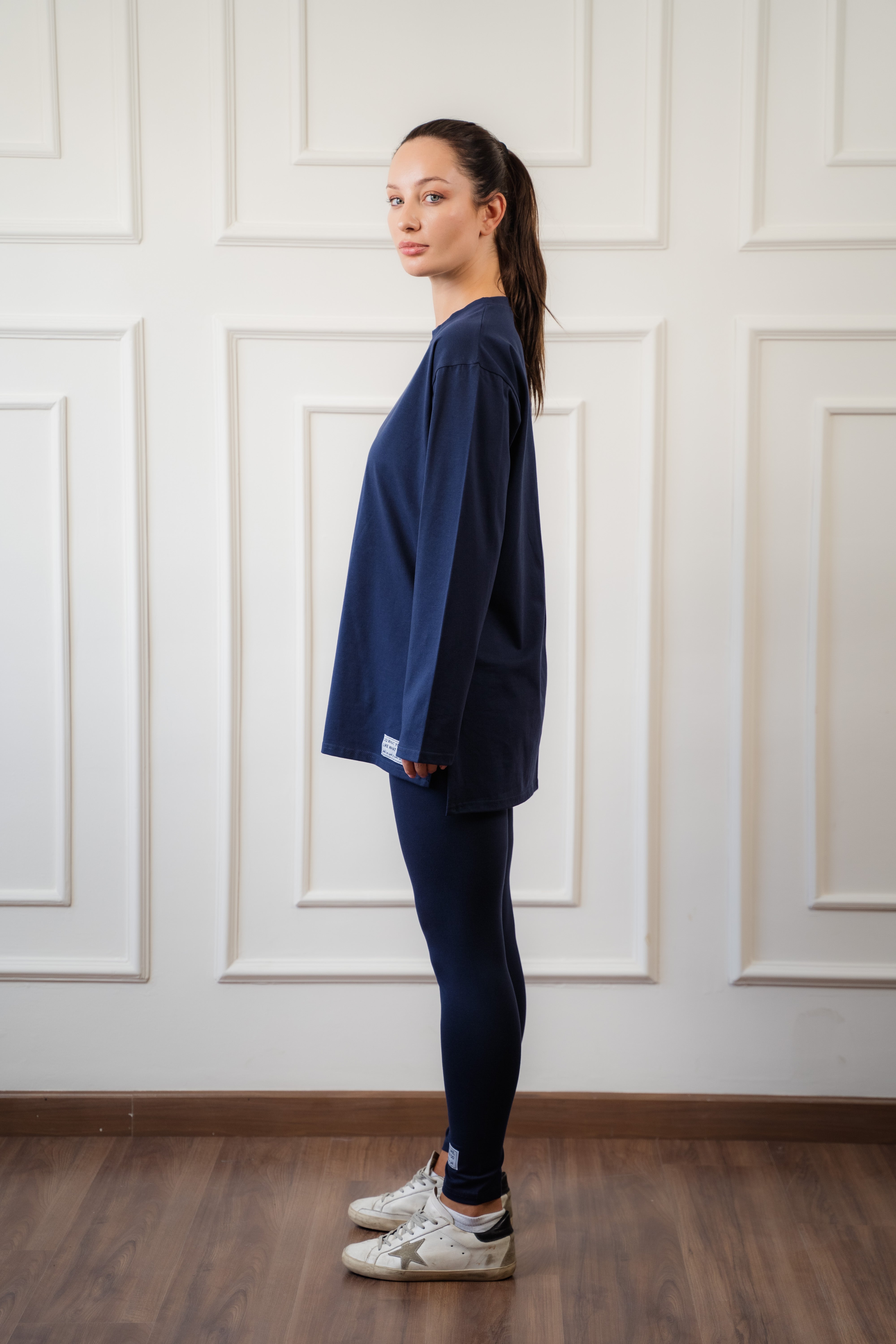 Leggings set with side slit long sleeve top