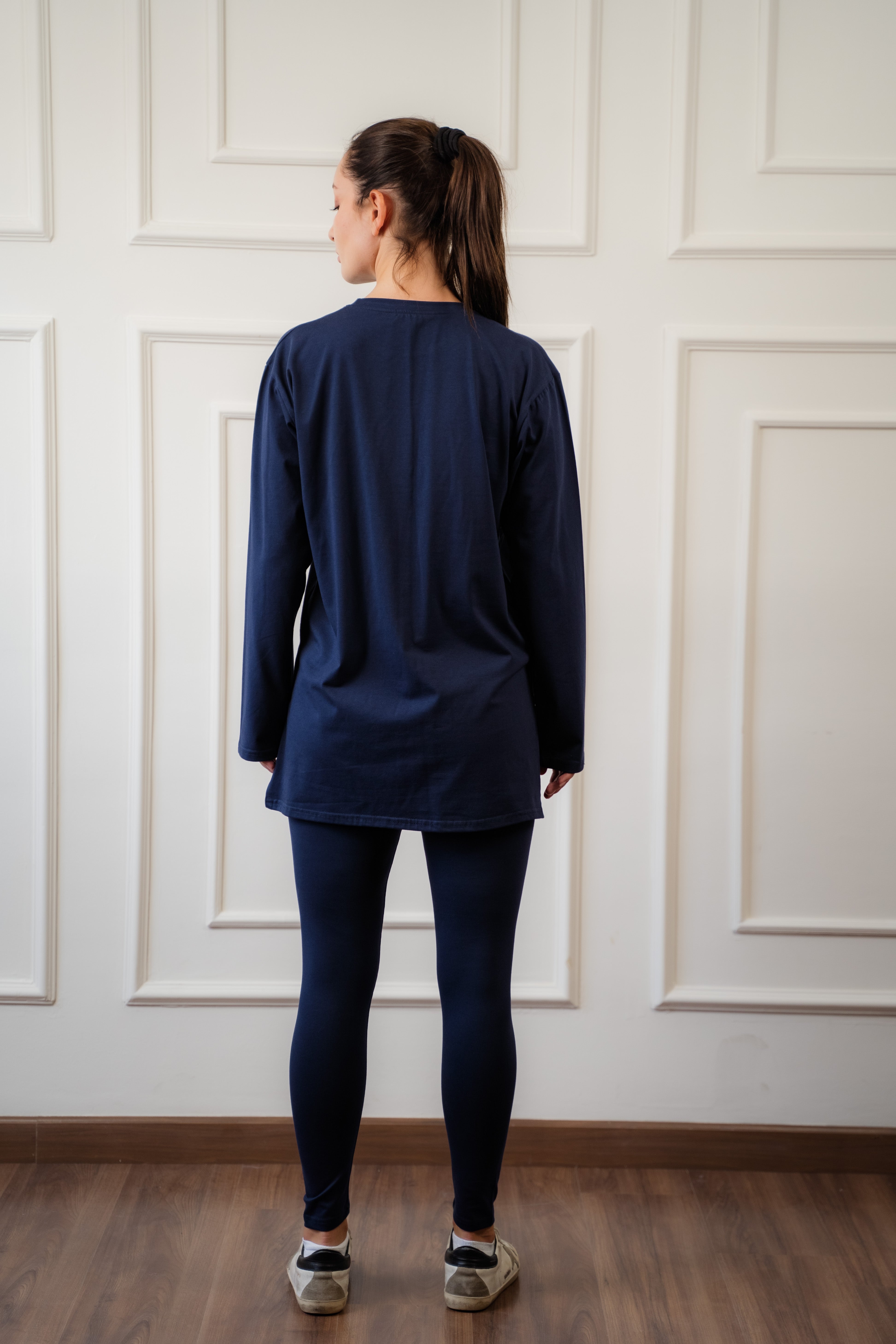 Leggings set with side slit long sleeve top