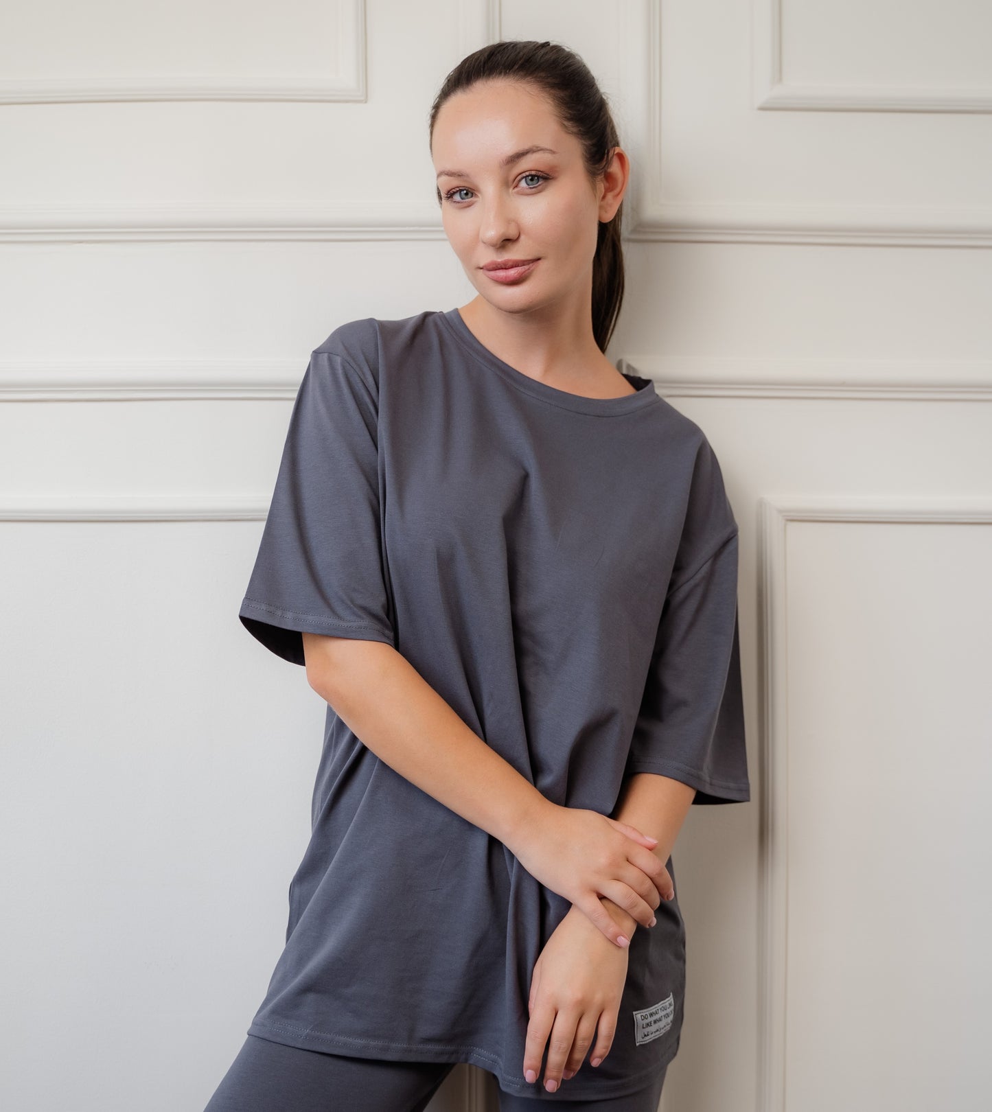 Oversized Cotton T-Shirt In Gray