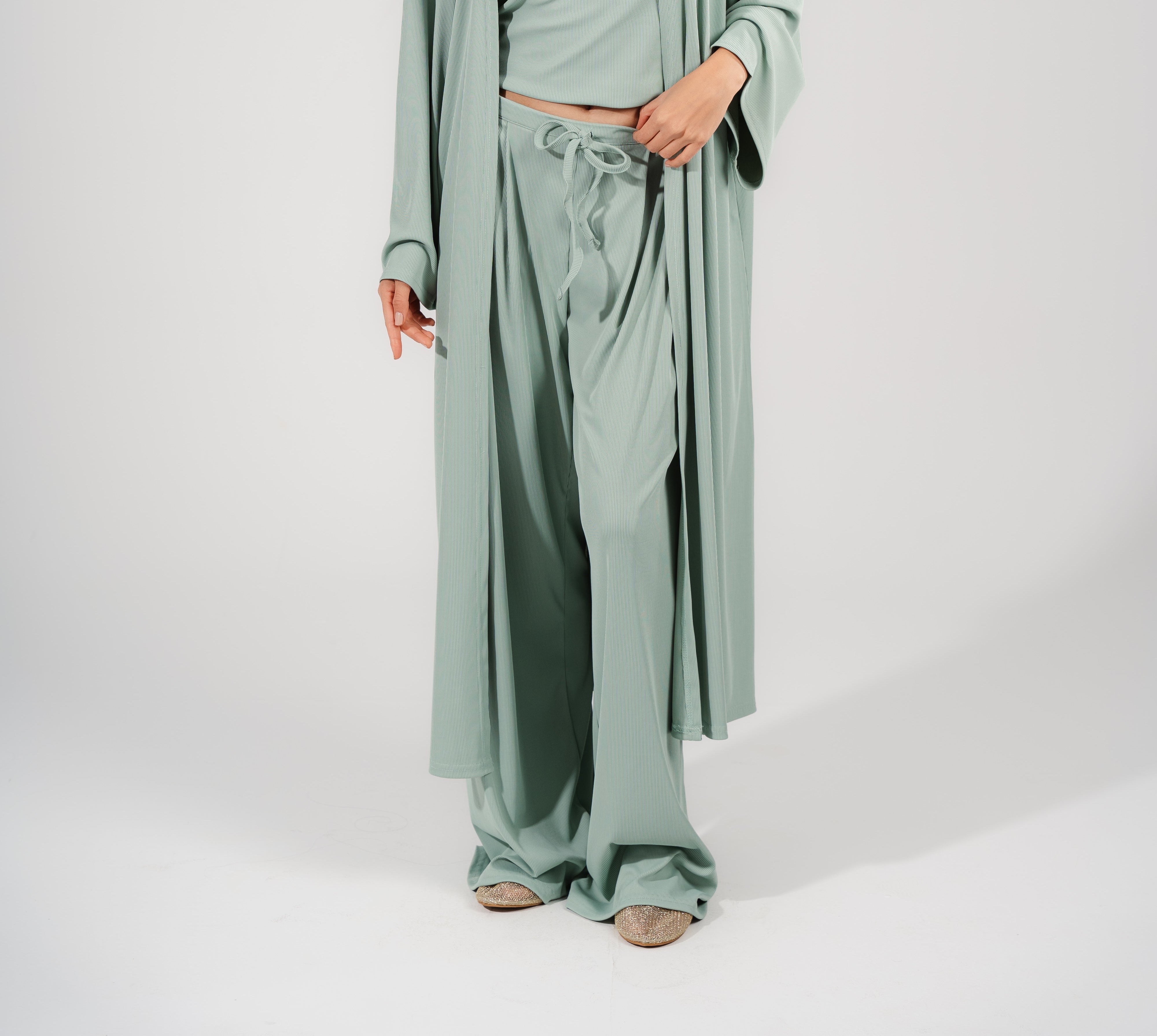 Trio Wide Leg Pants | Mint Green