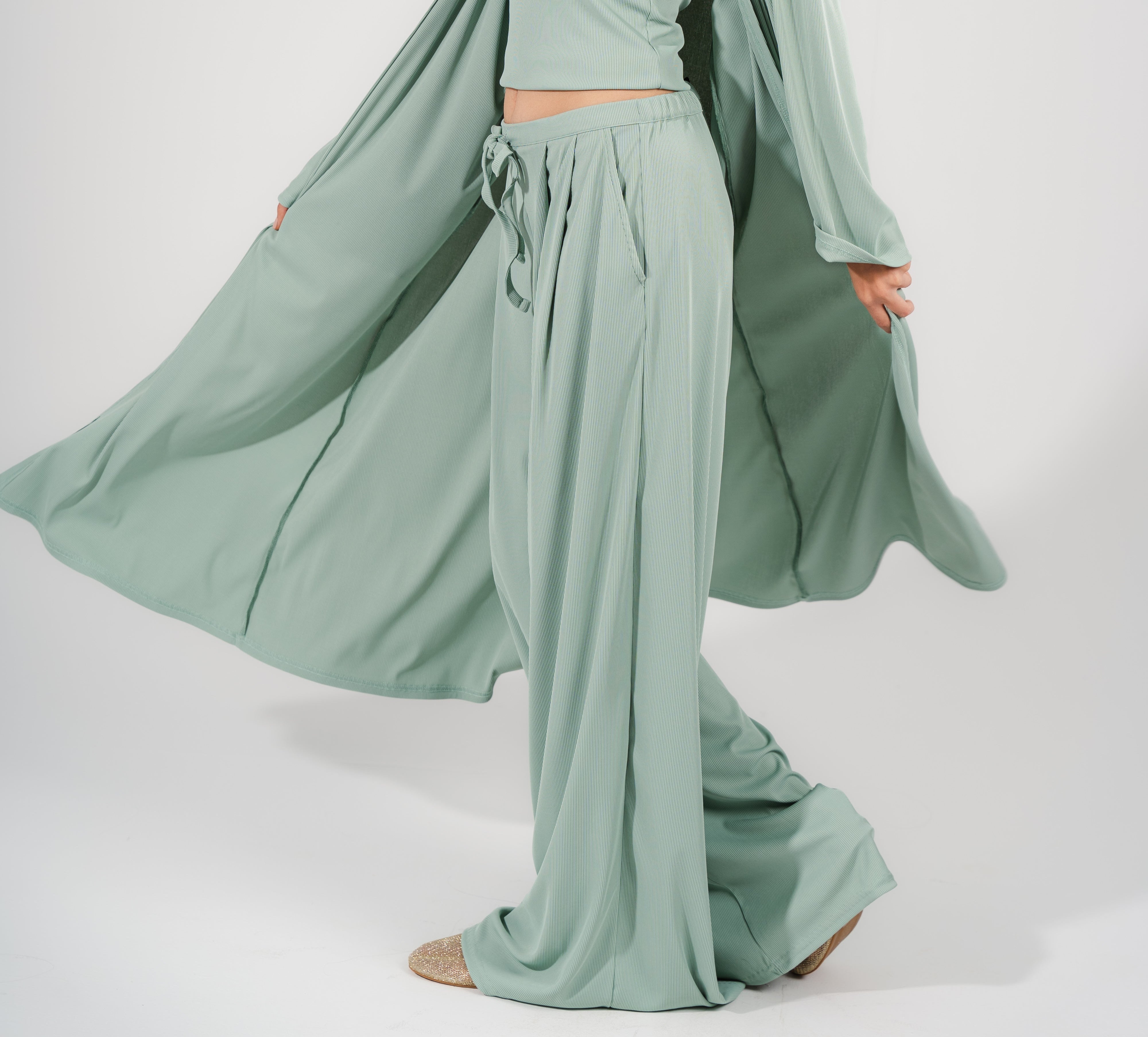 Trio Wide Leg Pants | Mint Green