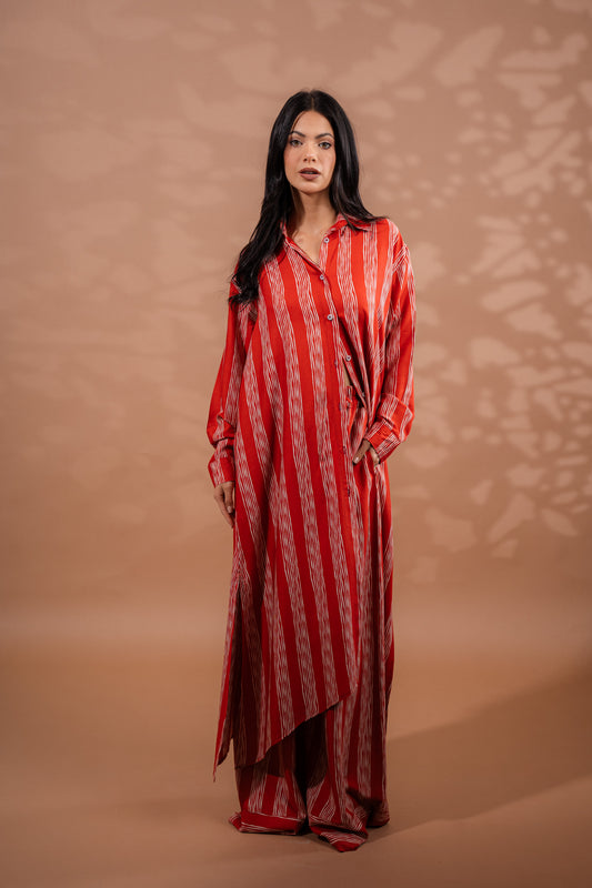 Striped cardigan set | Red